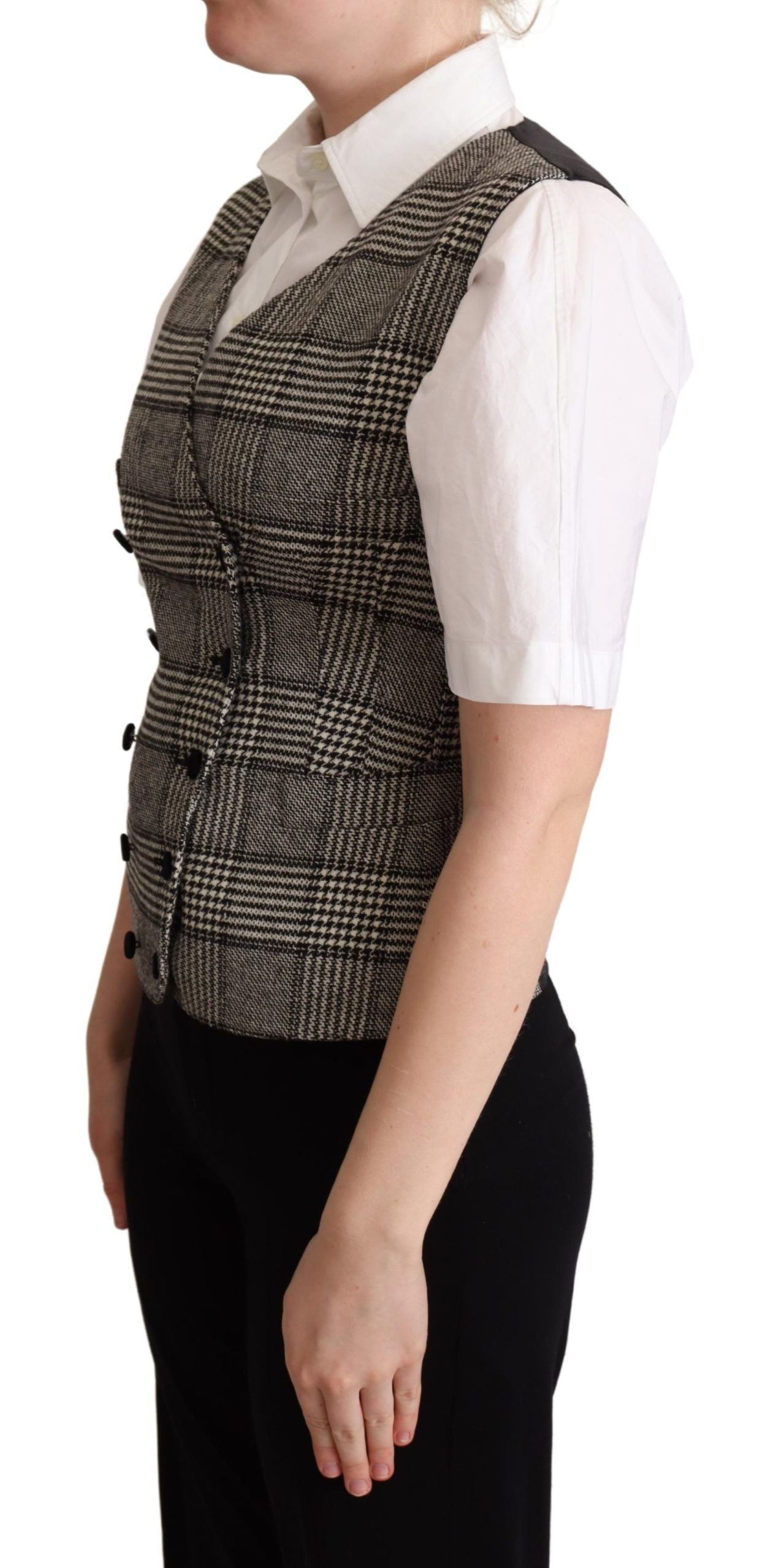 Grijs geruit mouwloos vest