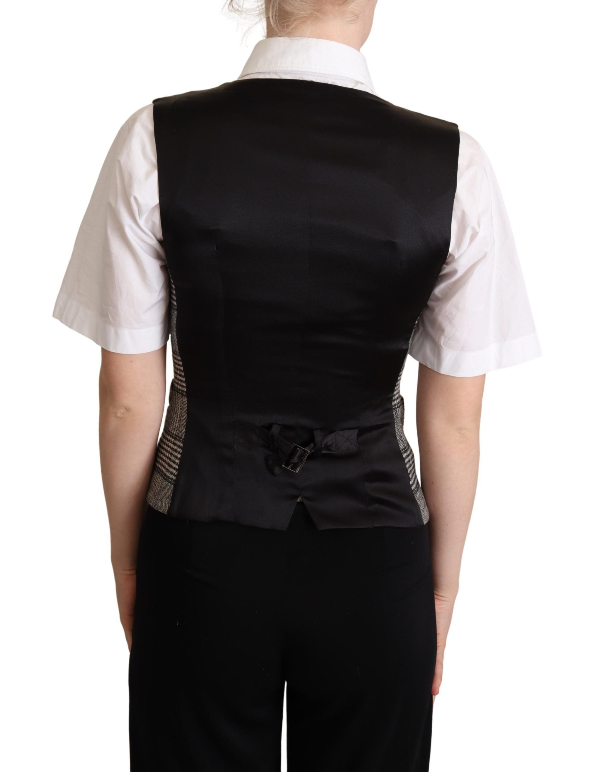 Grijs geruit mouwloos vest