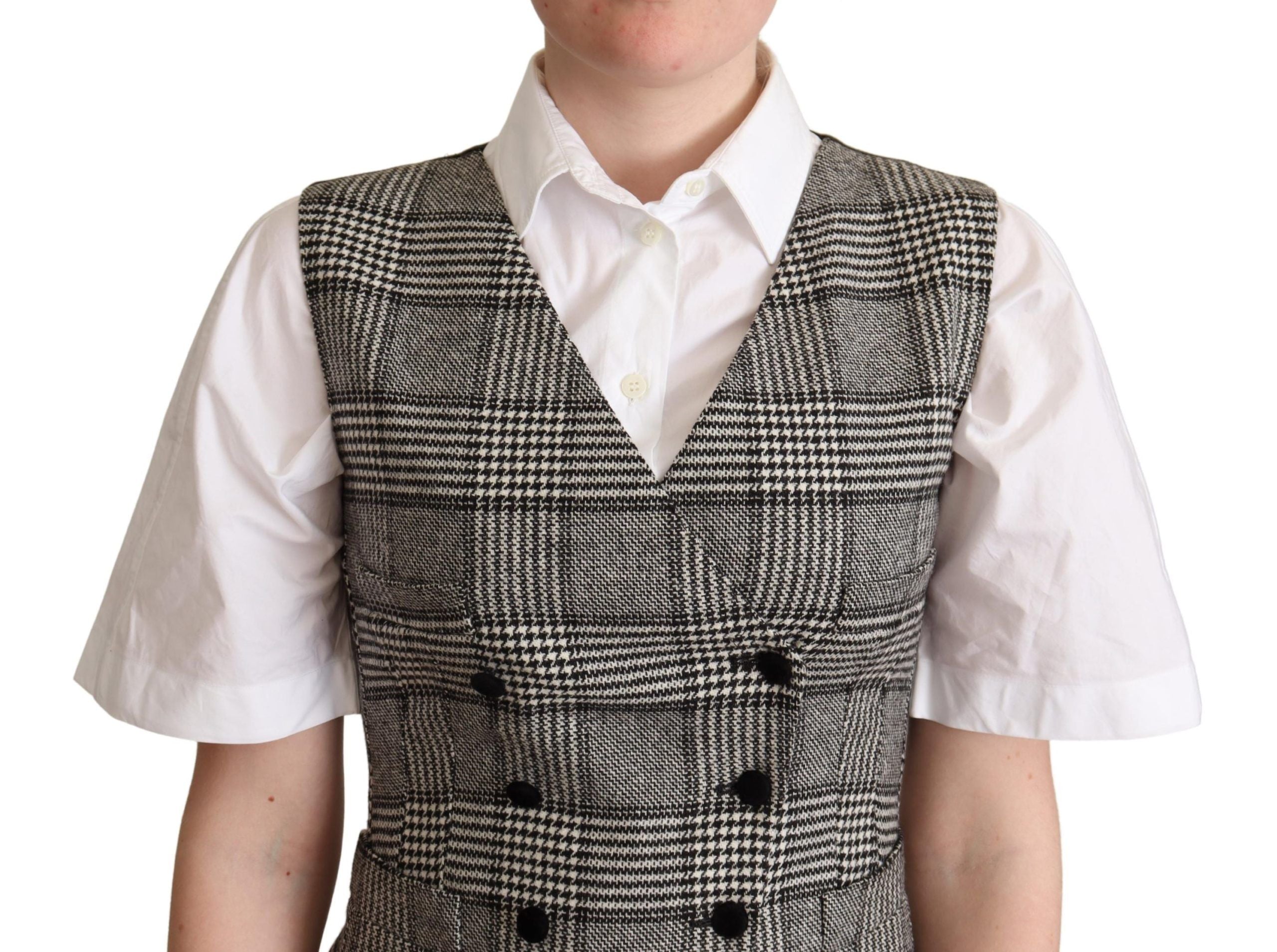 Grijs geruit mouwloos vest