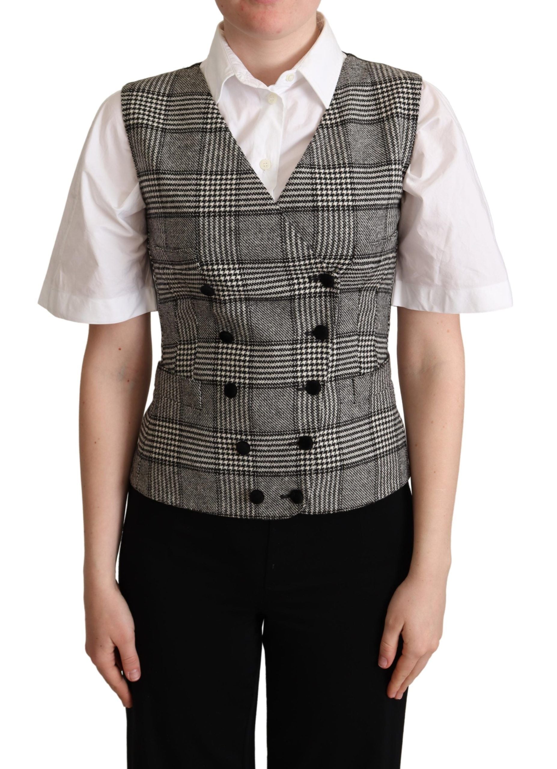 Grijs geruit mouwloos vest