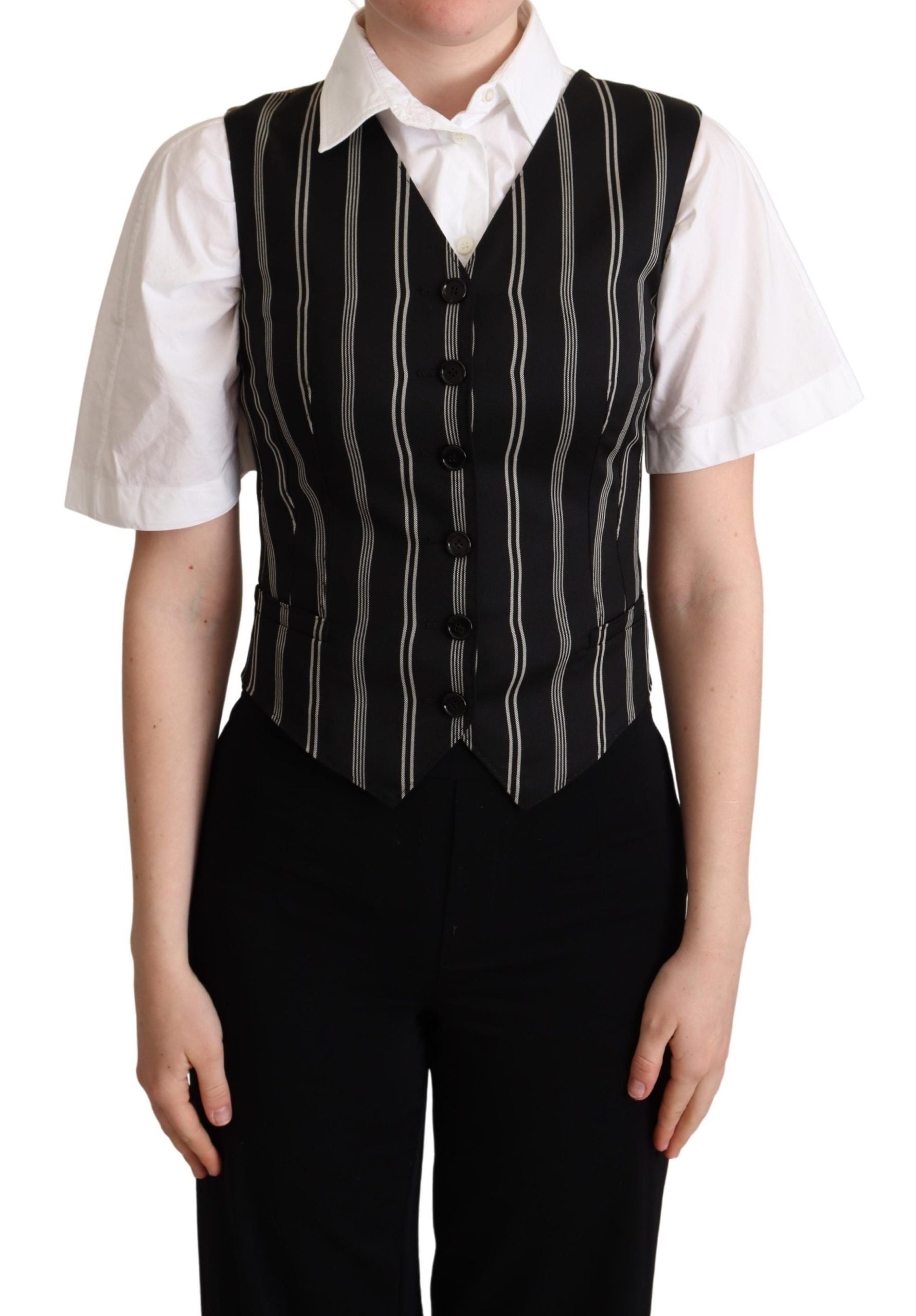 Zwart gestreept luipaardprint vest