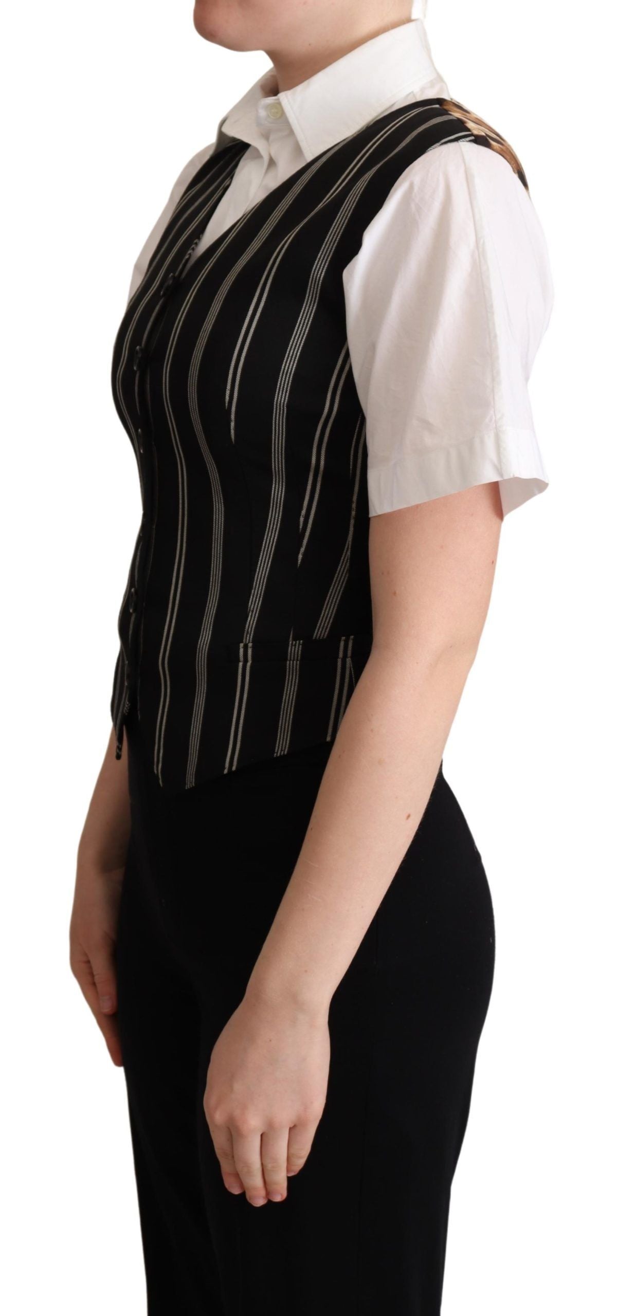 Zwart gestreept luipaardprint vest