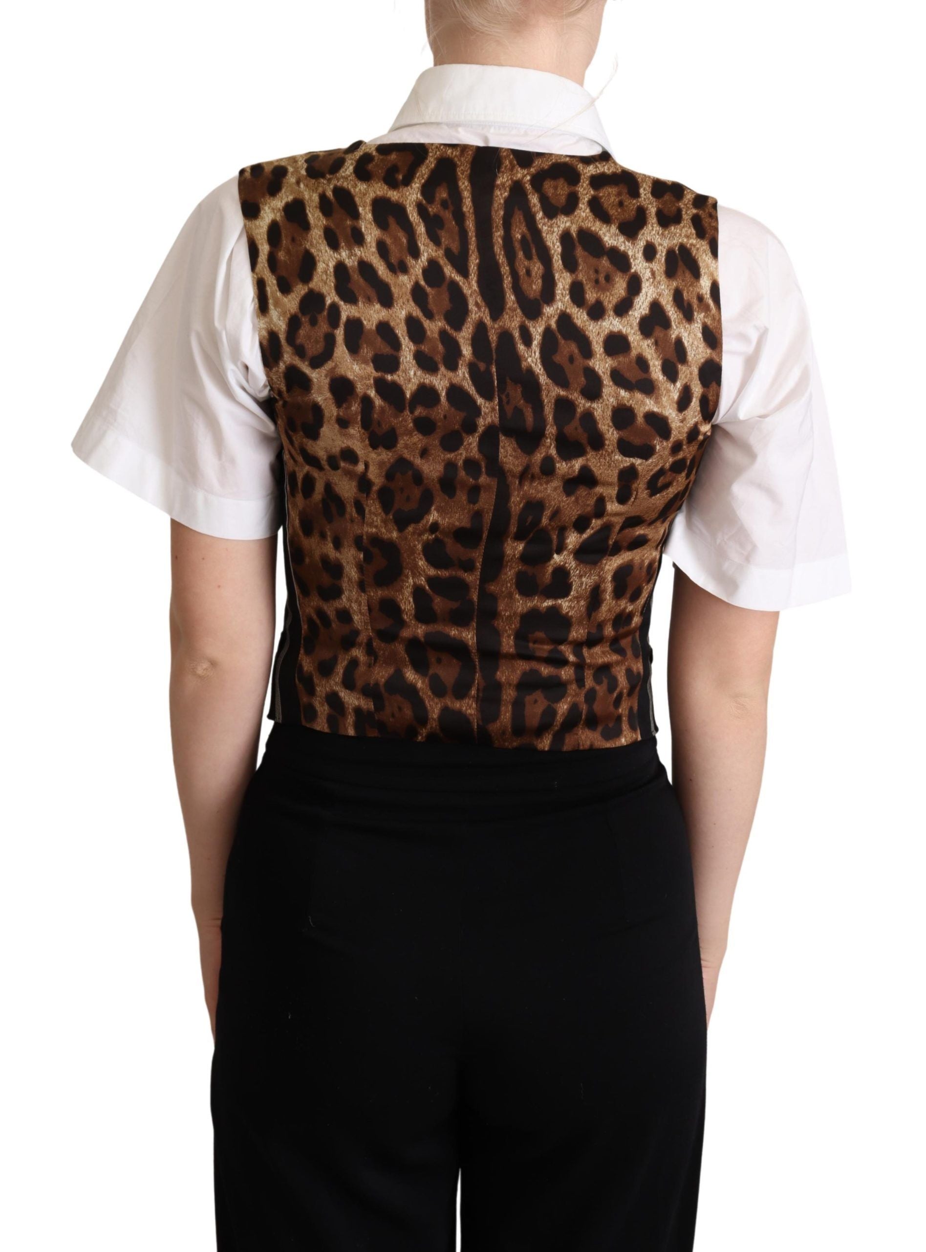 Zwart gestreept luipaardprint vest