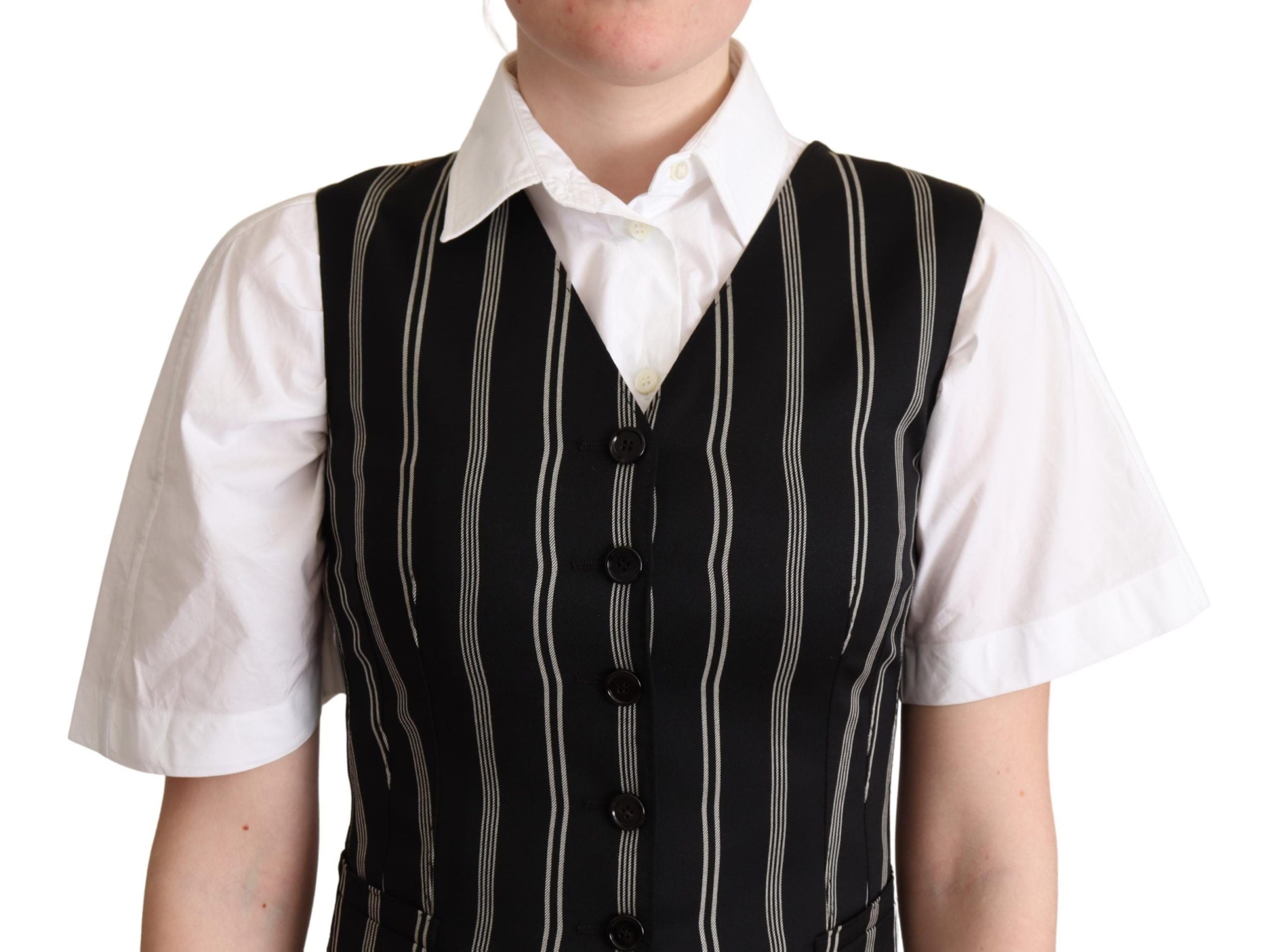 Zwart gestreept luipaardprint vest