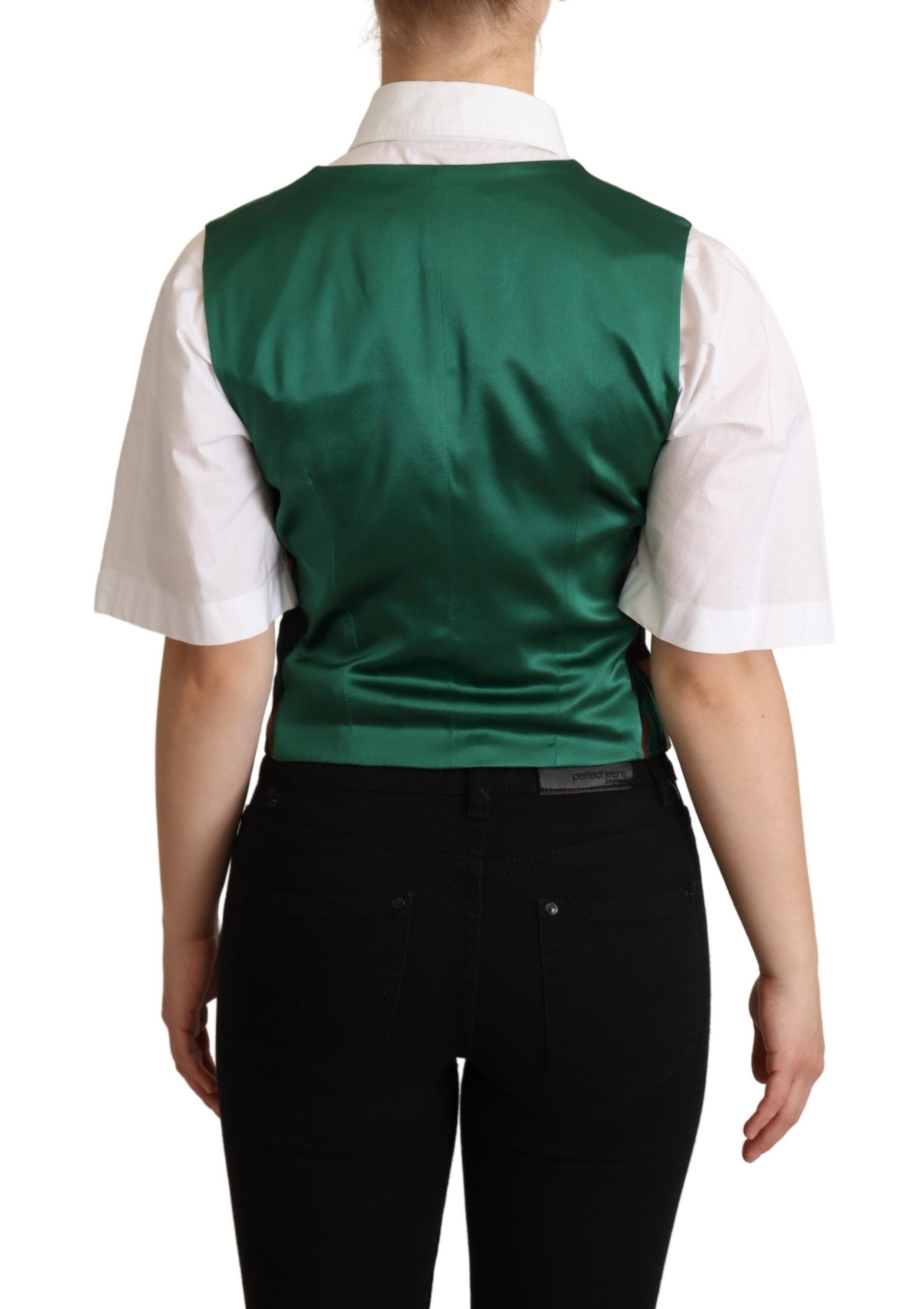 Groen jacquard bladgouden gilet