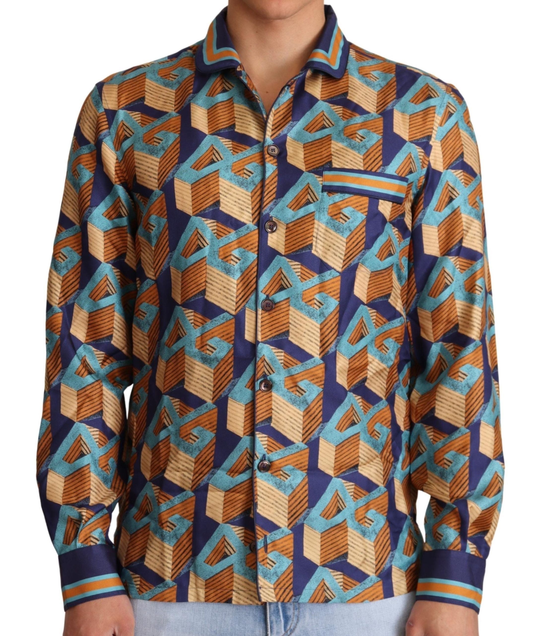 Multicolor DG Logo Zijden Heren Top Shirt