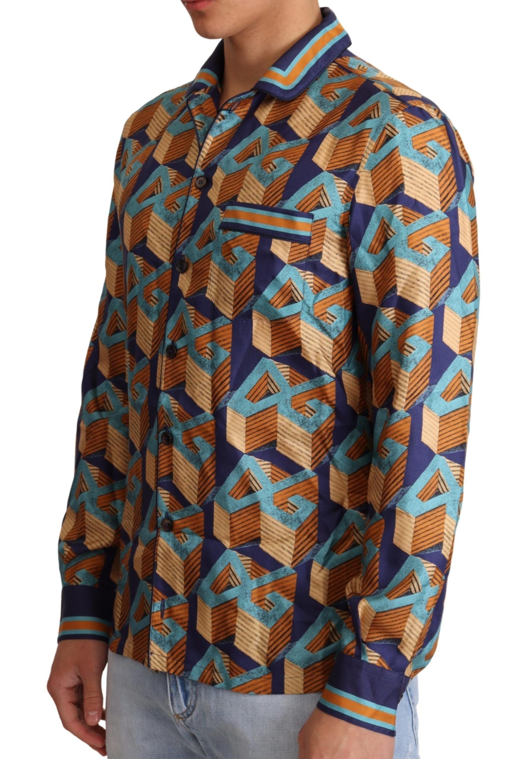 Multicolor DG Logo Zijden Heren Top Shirt