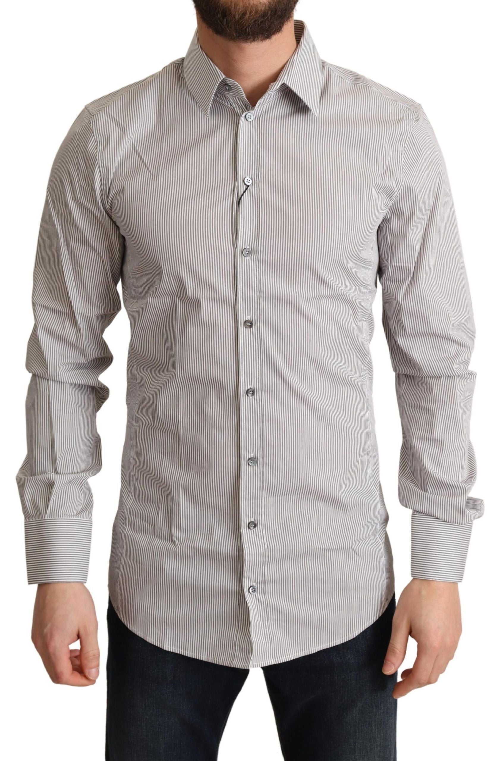 Grijs katoenen slim fit SICILY overhemd voor heren