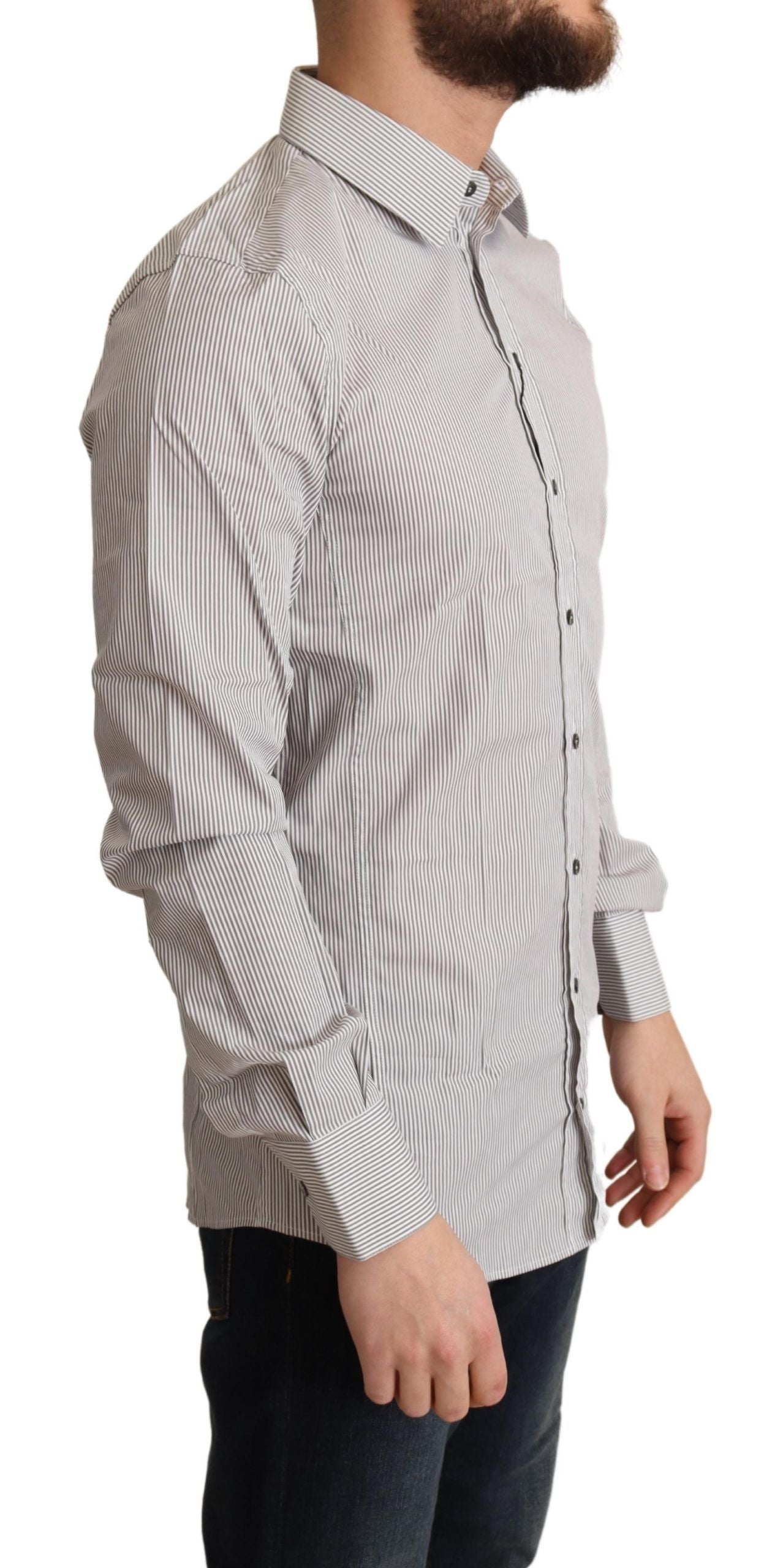 Grijs katoenen slim fit SICILY overhemd voor heren