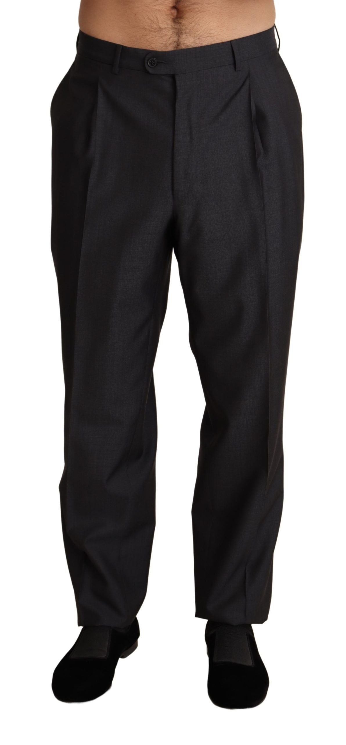 Grijze wolmix formele broek