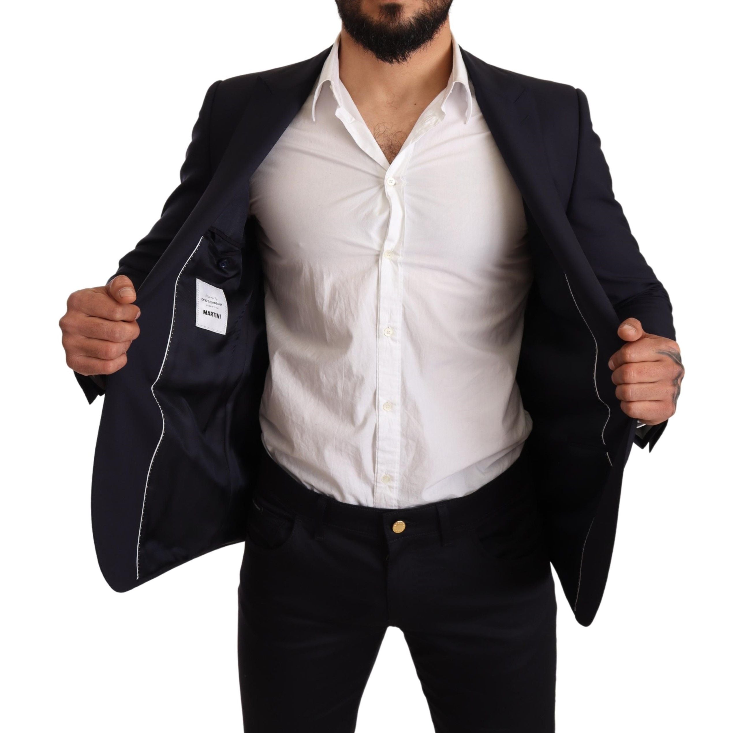 Marineblauwe wollen slim fit MARTINI blazer