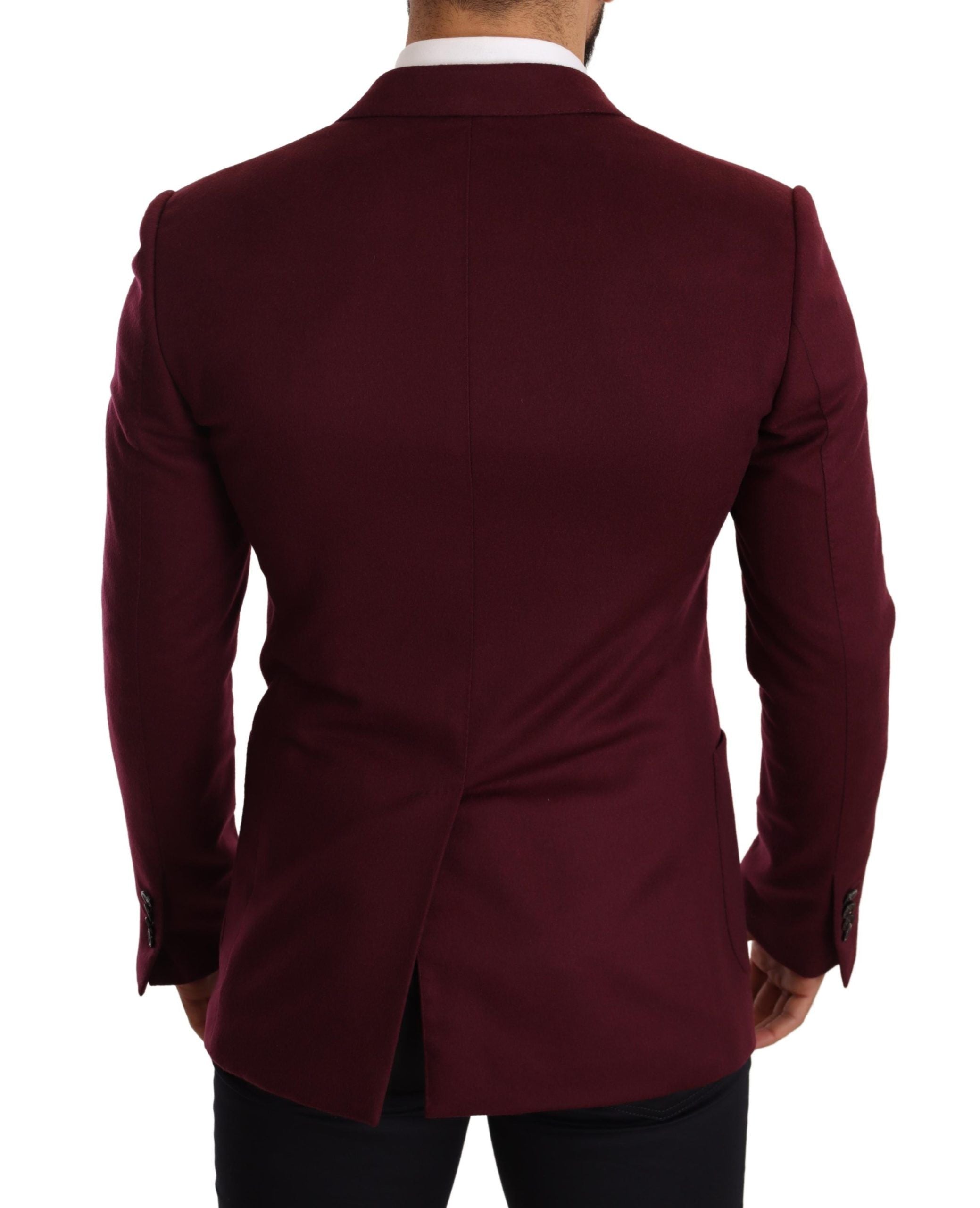 Kastanjebruine kasjmier slim fit jasjas blazer