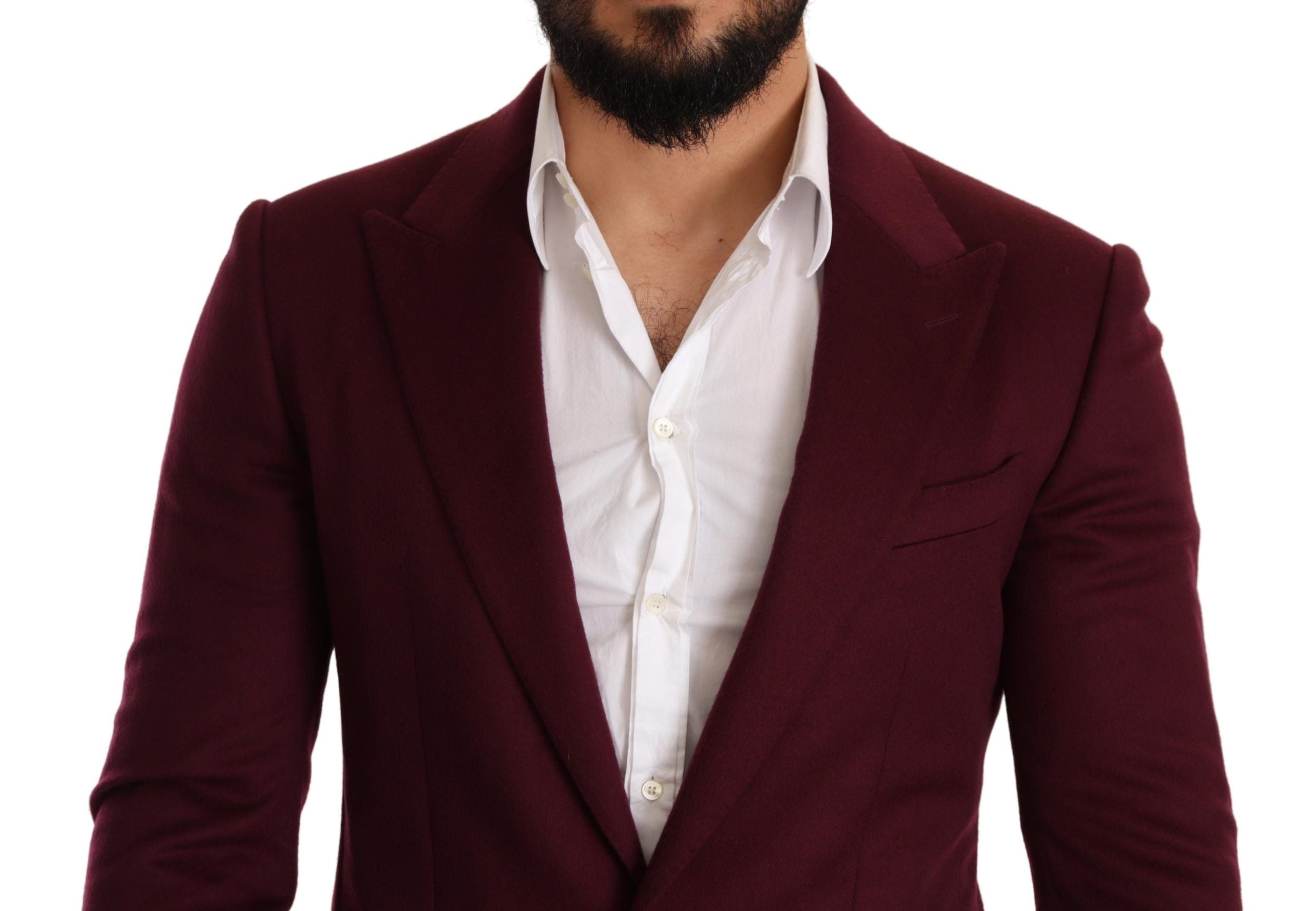 Kastanjebruine kasjmier slim fit jasjas blazer