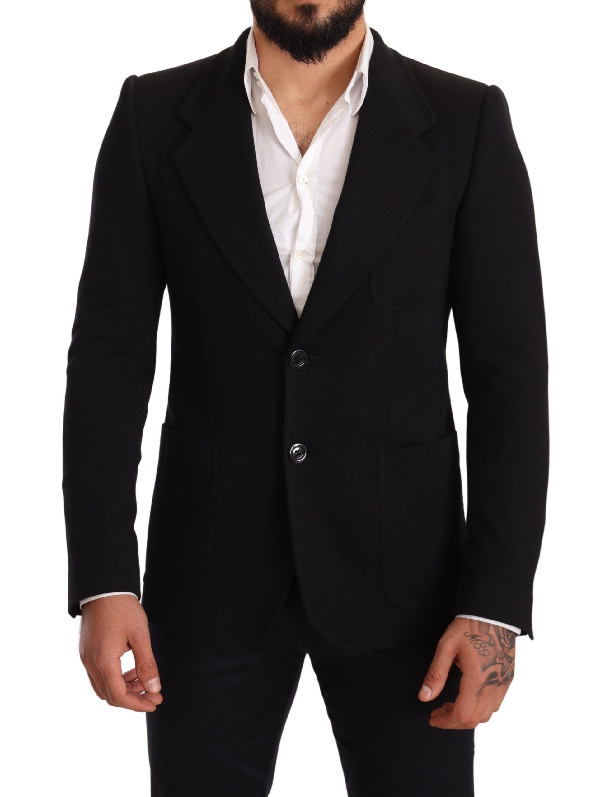 Черно памучно яке Slim Fit