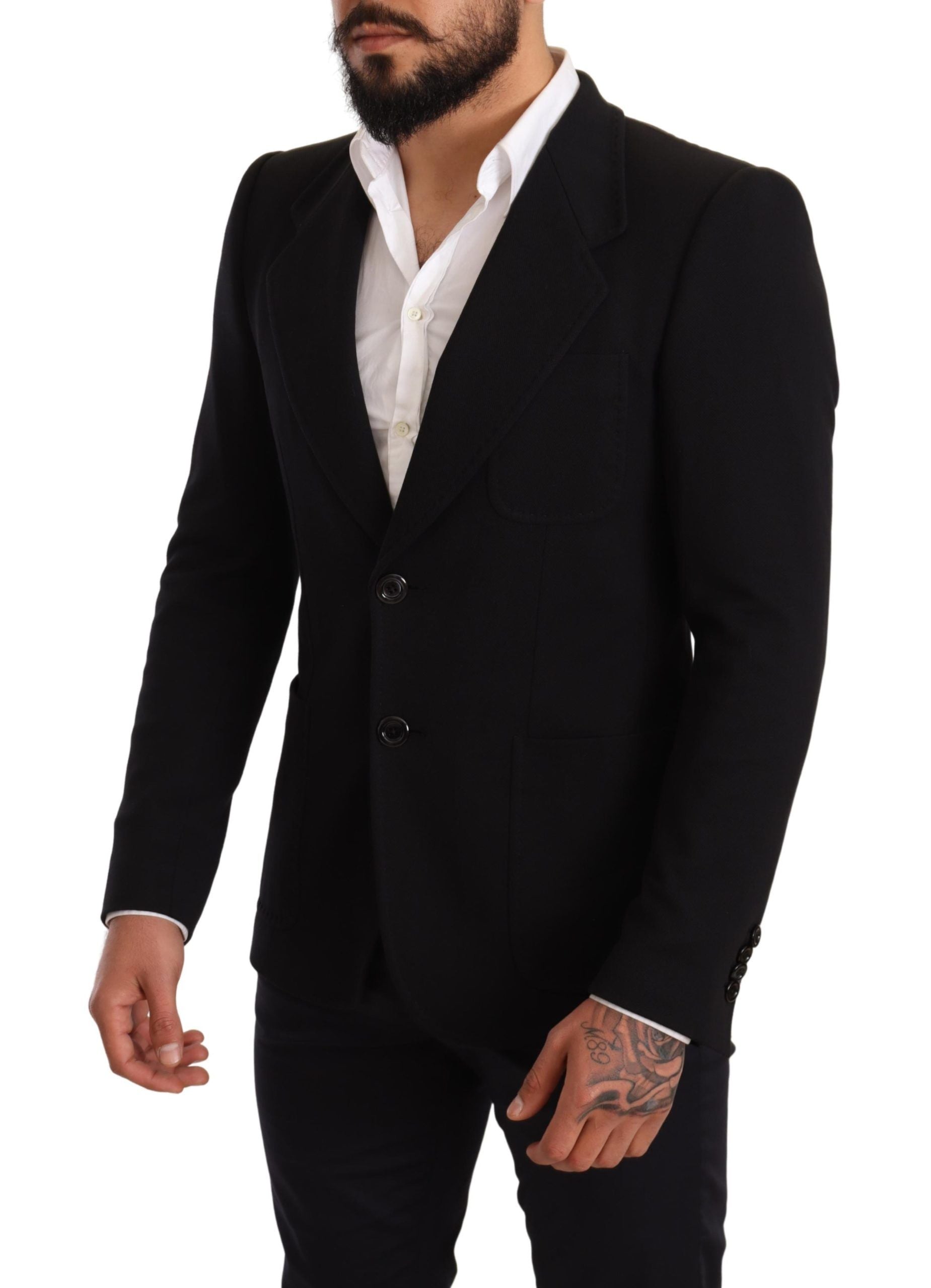 Черно памучно яке Slim Fit