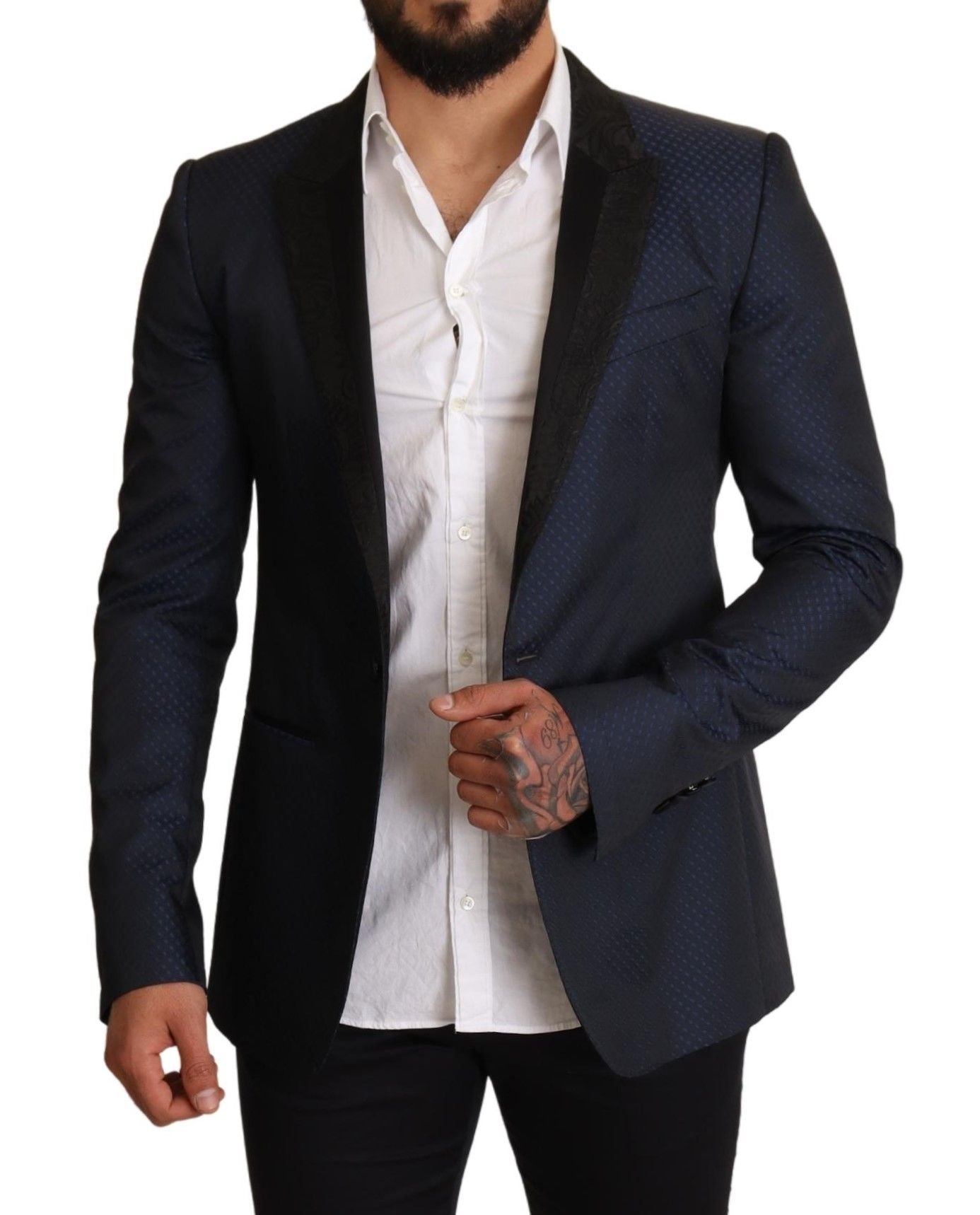 Blauwe wollen slim fit MARTINI blazerjas
