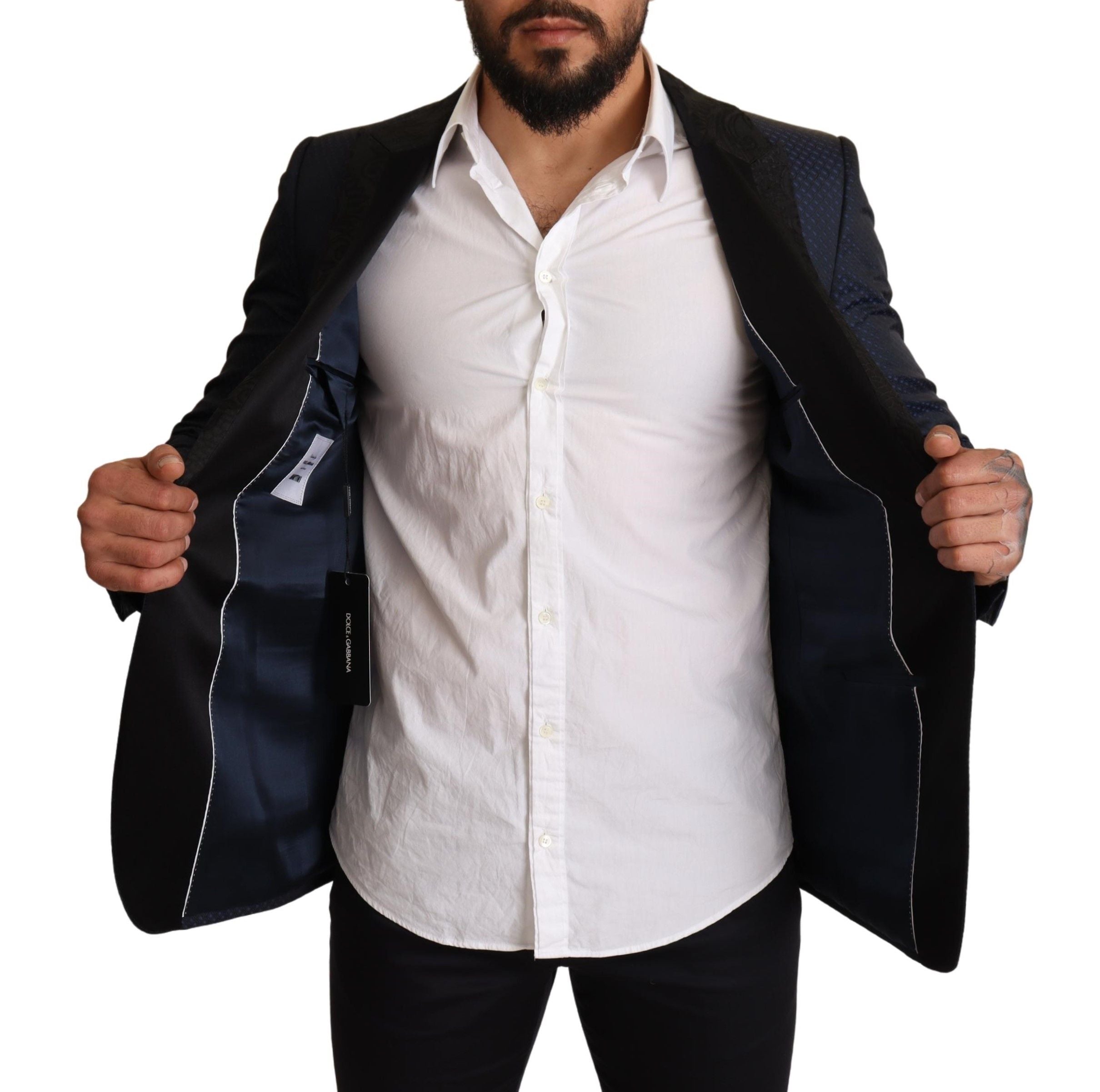 Blauwe wollen slim fit MARTINI blazerjas