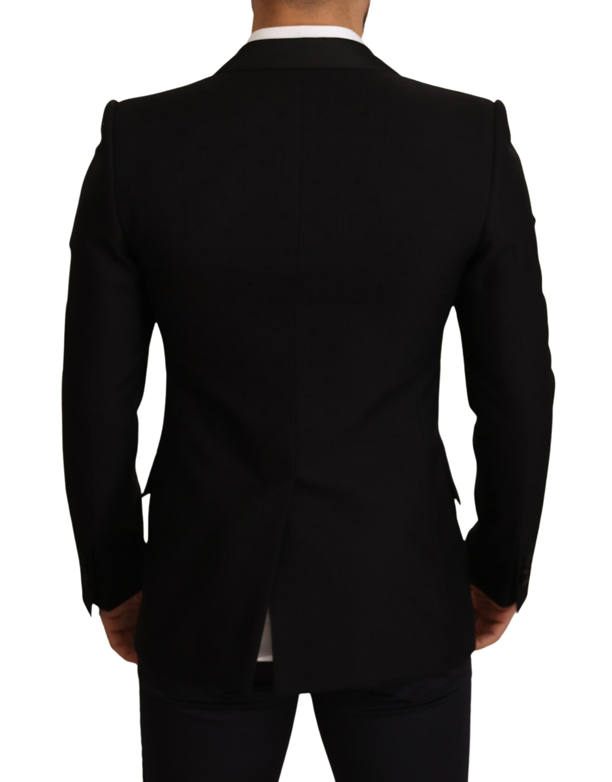 Zwarte wollen slim fit jas blazerjas