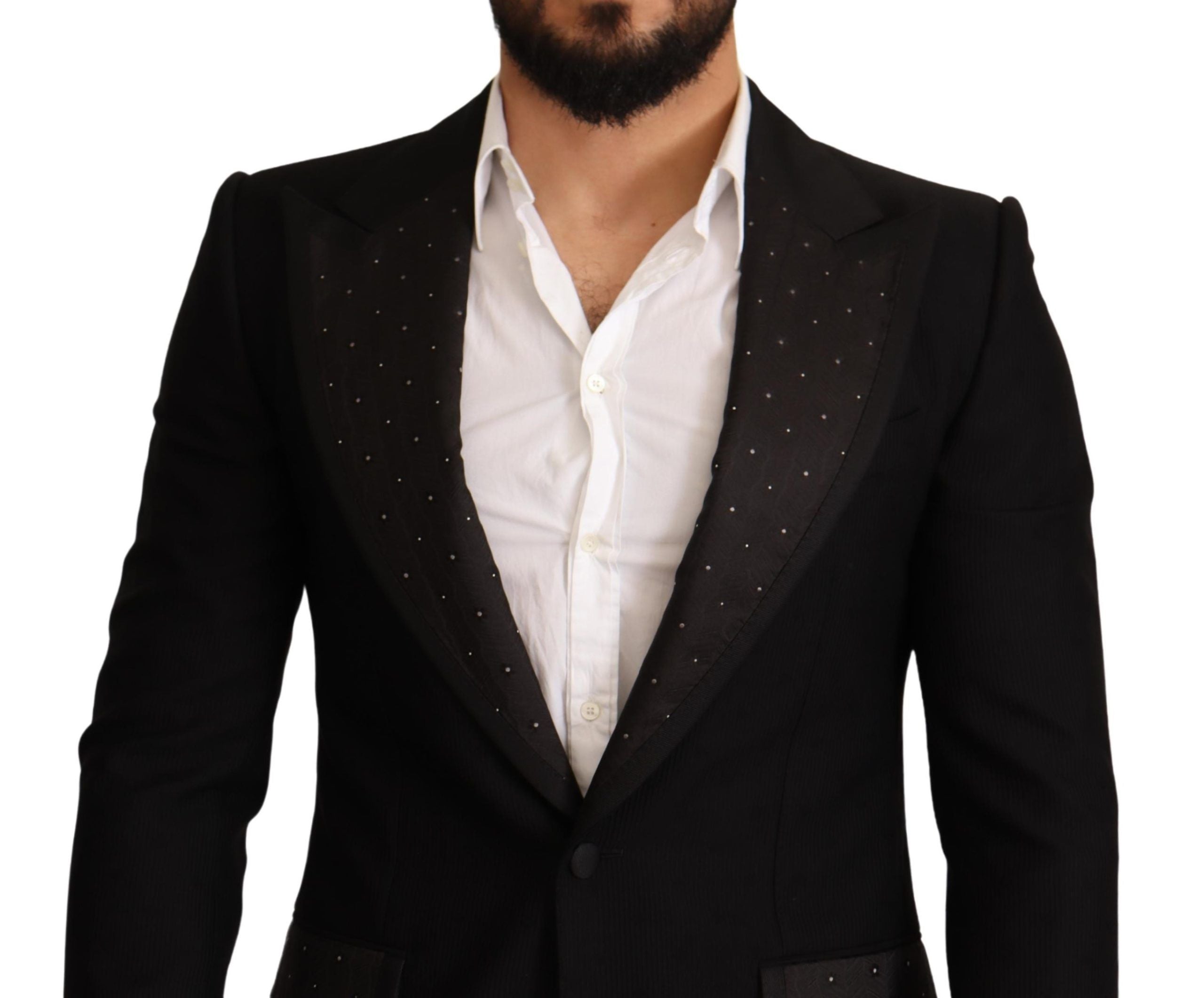 Zwarte wollen slim fit jas blazerjas