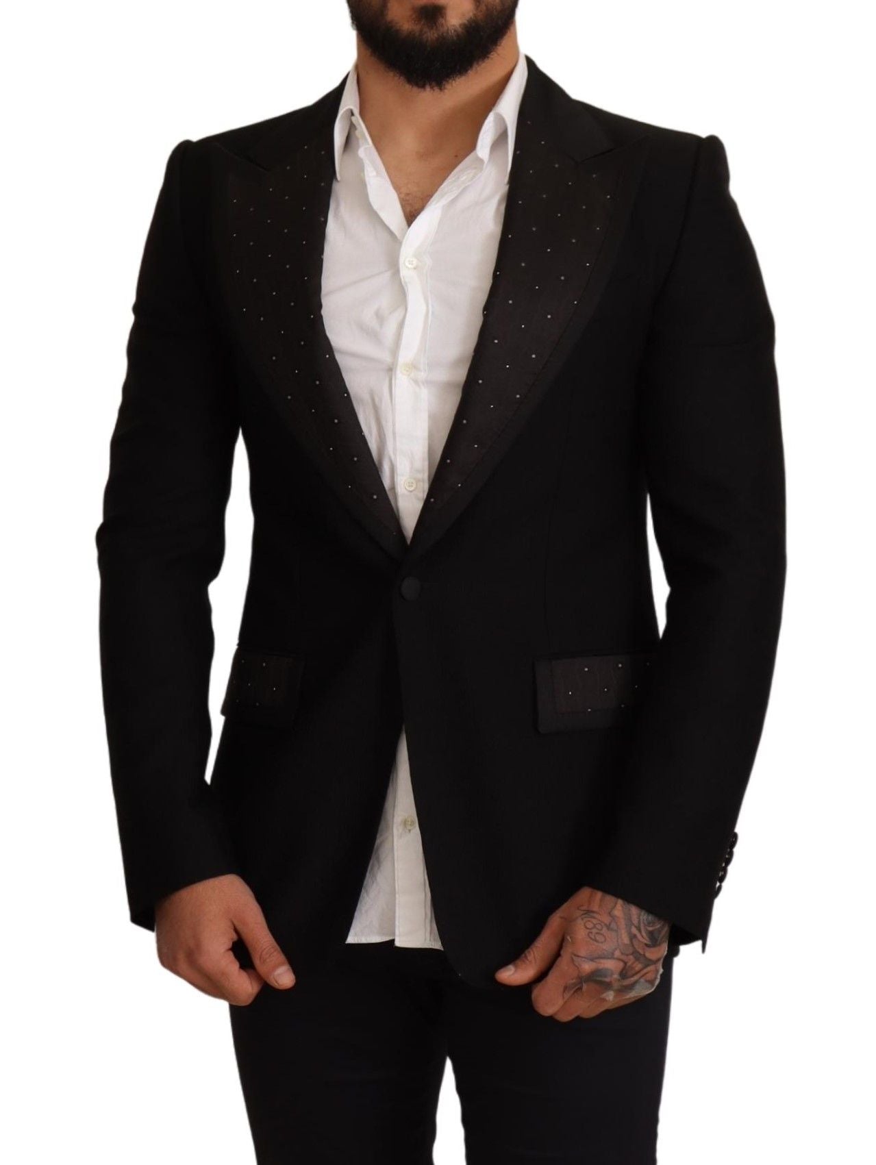 Zwarte wollen slim fit jas blazerjas