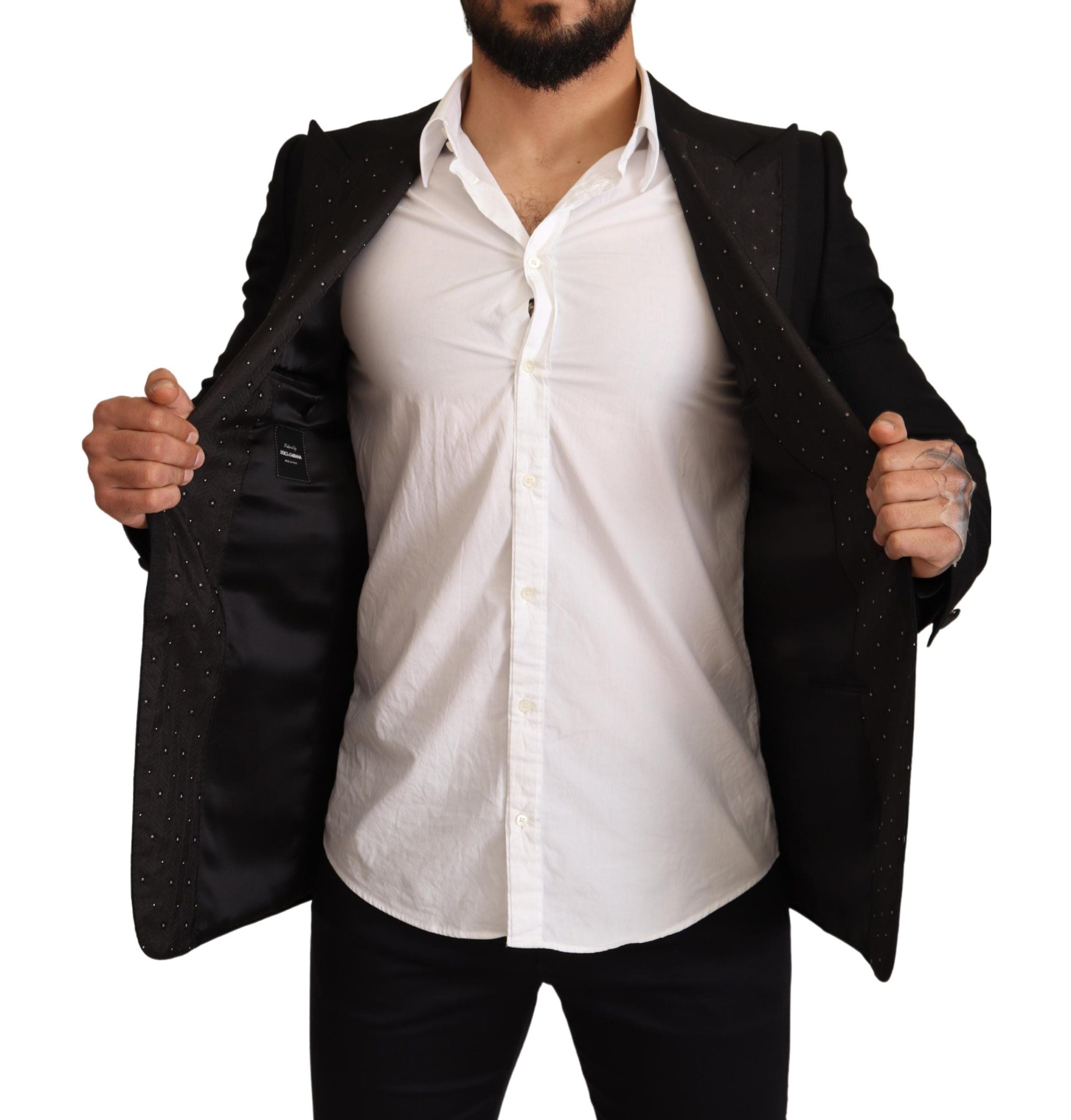 Zwarte wollen slim fit jas blazerjas