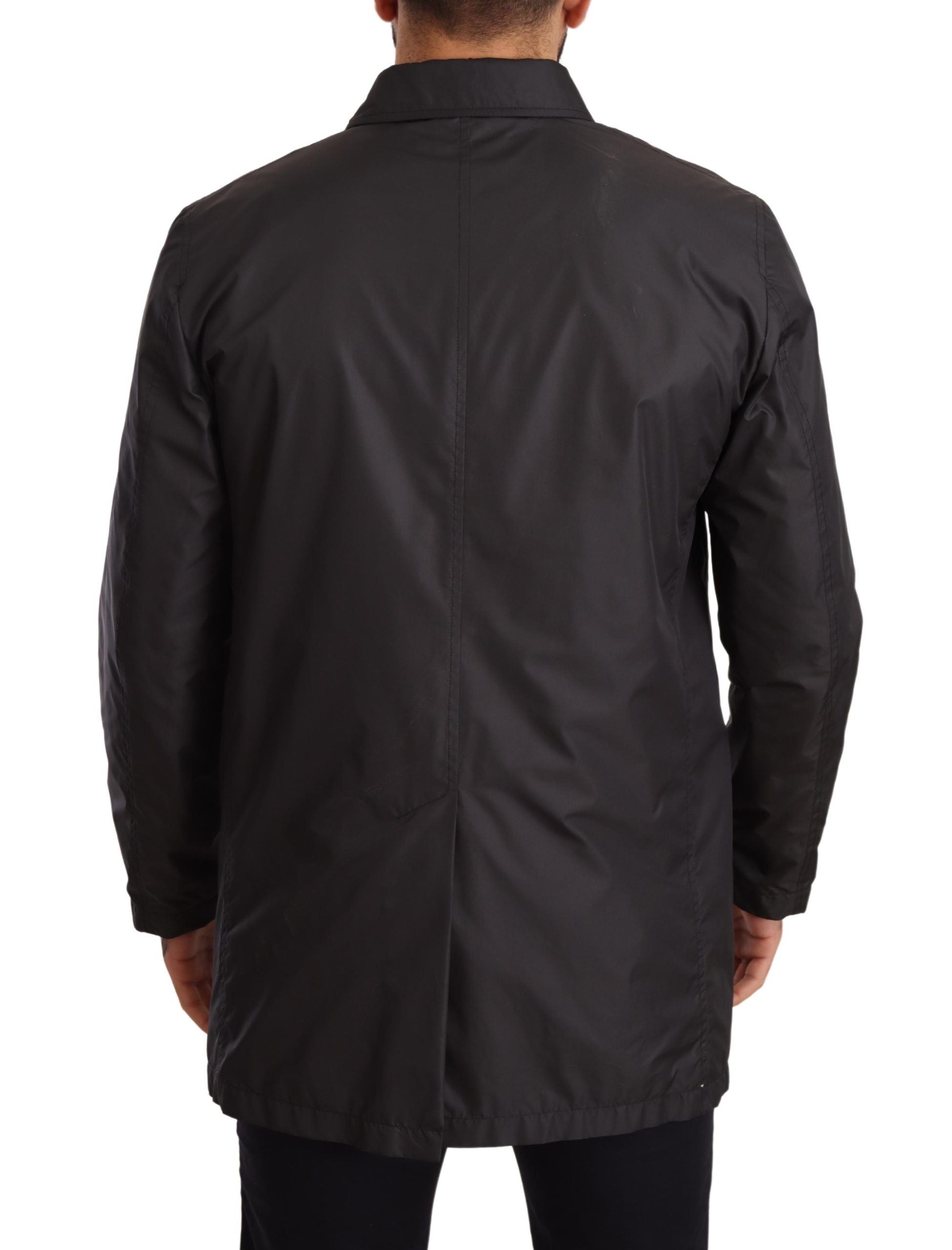 Zwarte polyester heren trenchcoat