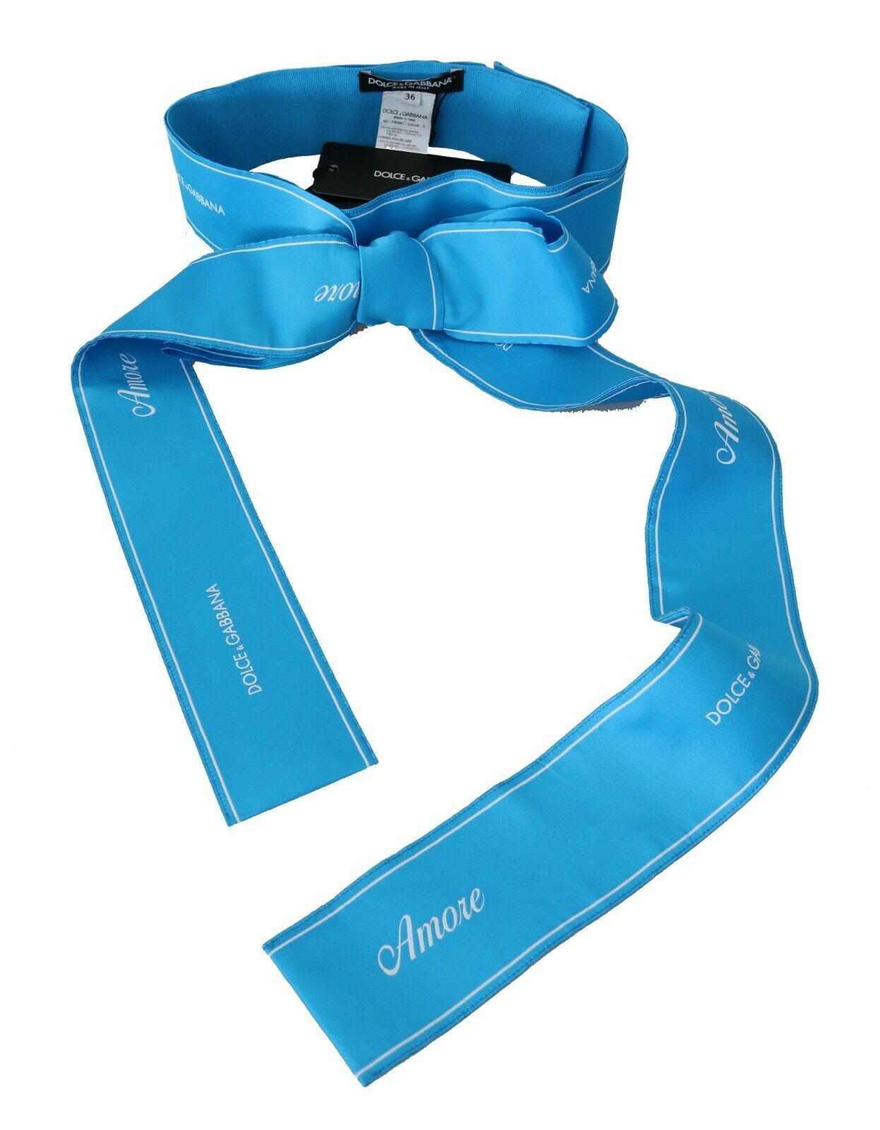 Blauwe tailleband met brede strik