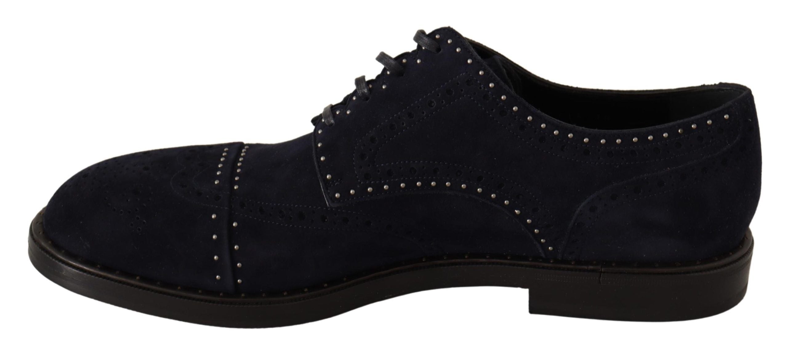 Blauwe suède derby schoenen met studs