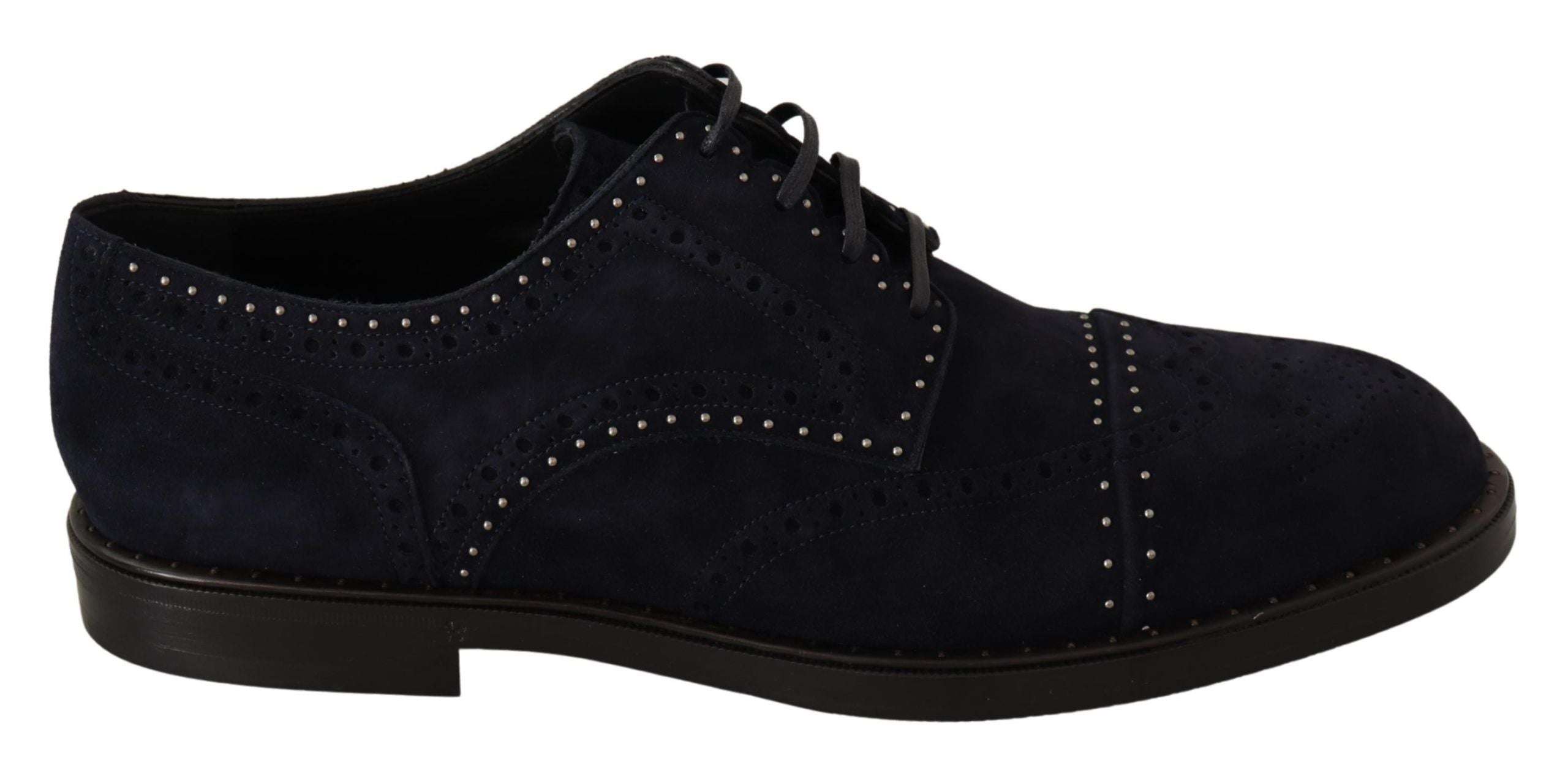 Blauwe suède derby schoenen met studs