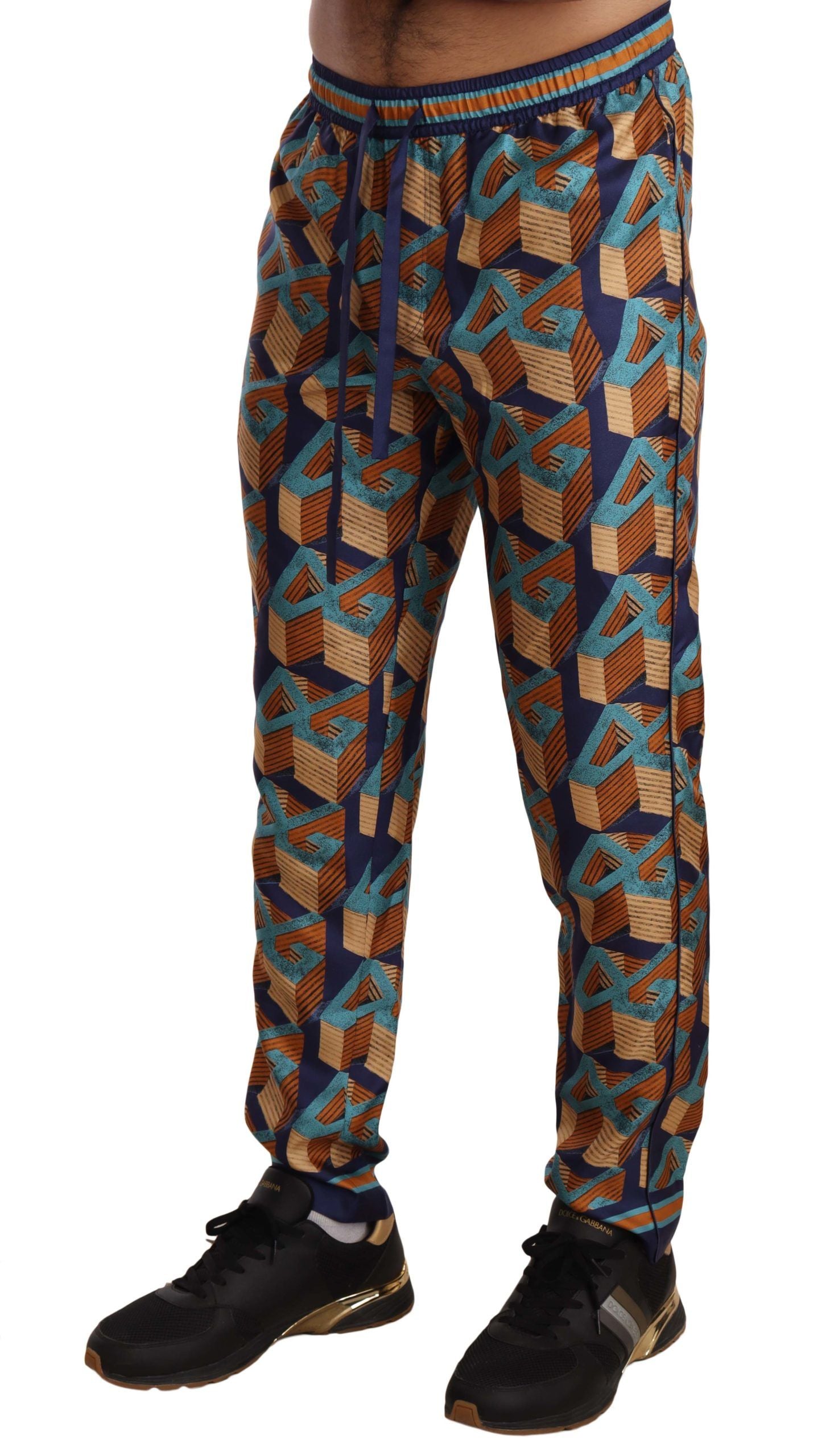 Multicolor gebloemde joggingbroek van zijde