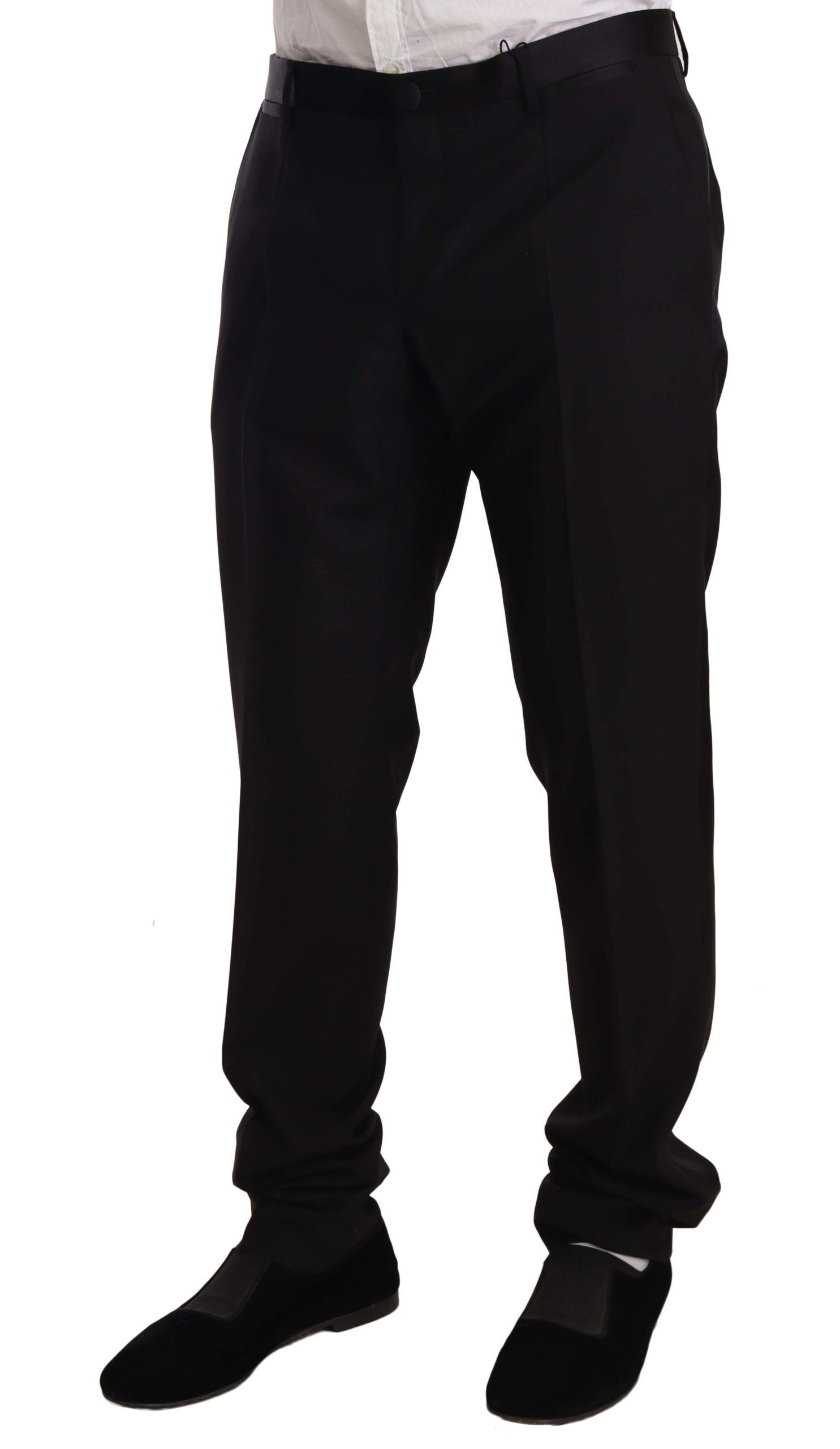 Zwarte wollen formele smokingbroek