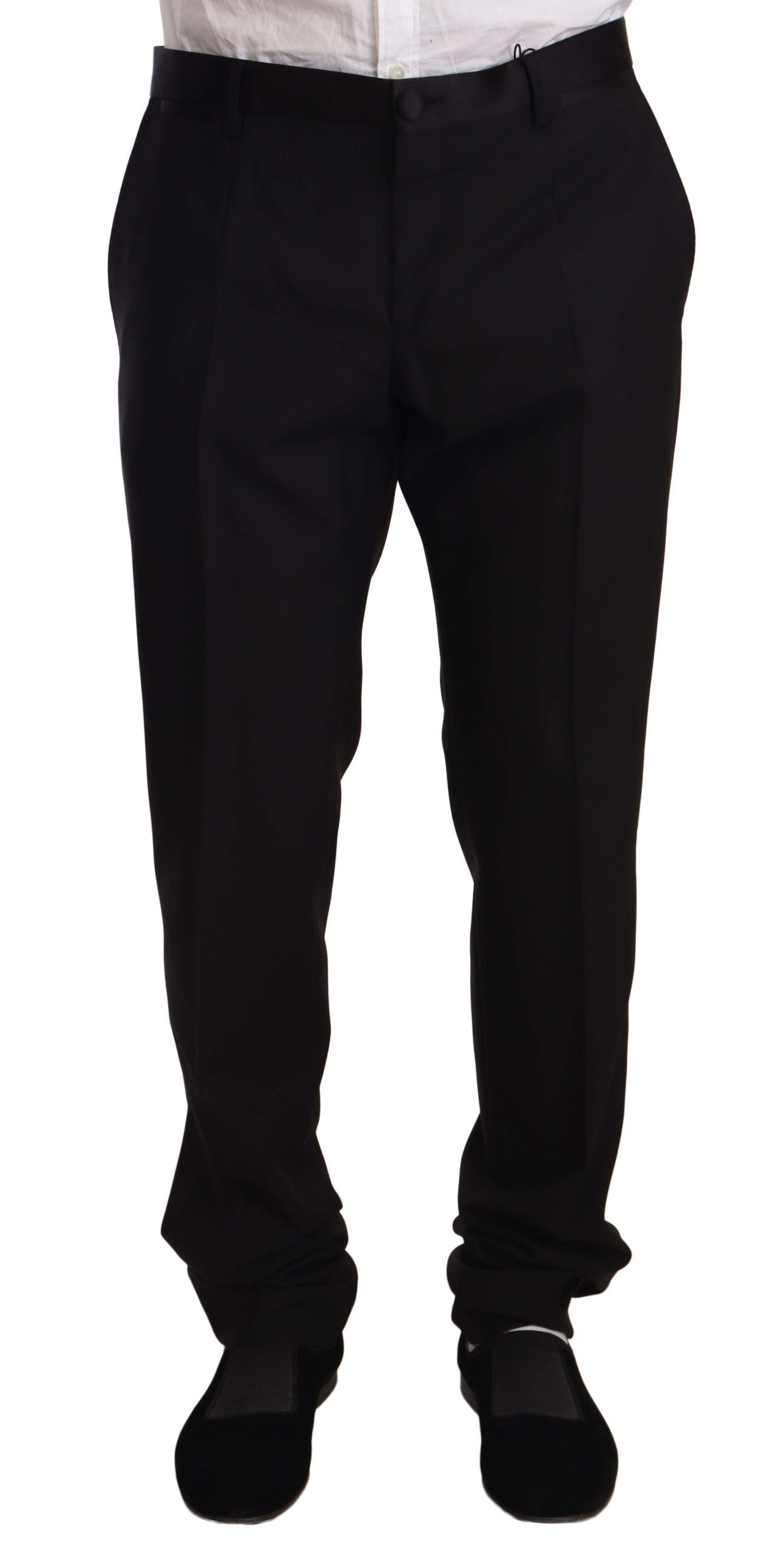 Zwarte wollen formele smokingbroek