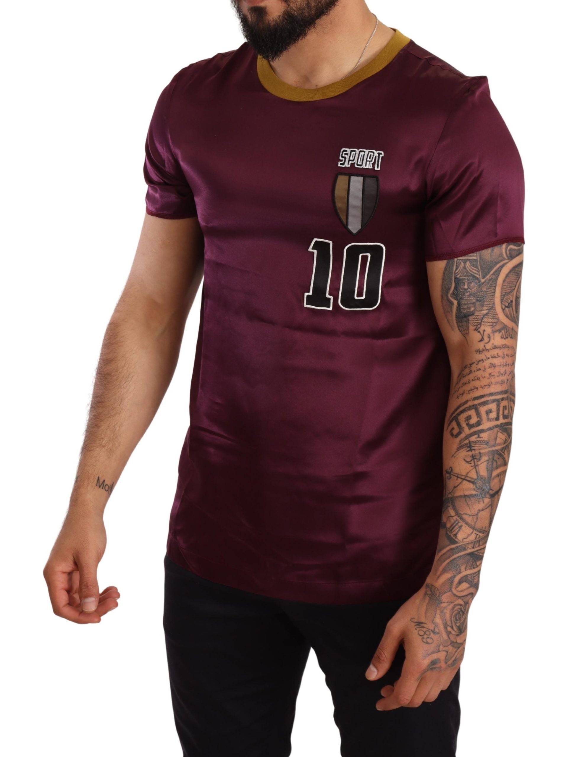 Paars Sport 10 borduurwerk ronde hals T-shirt