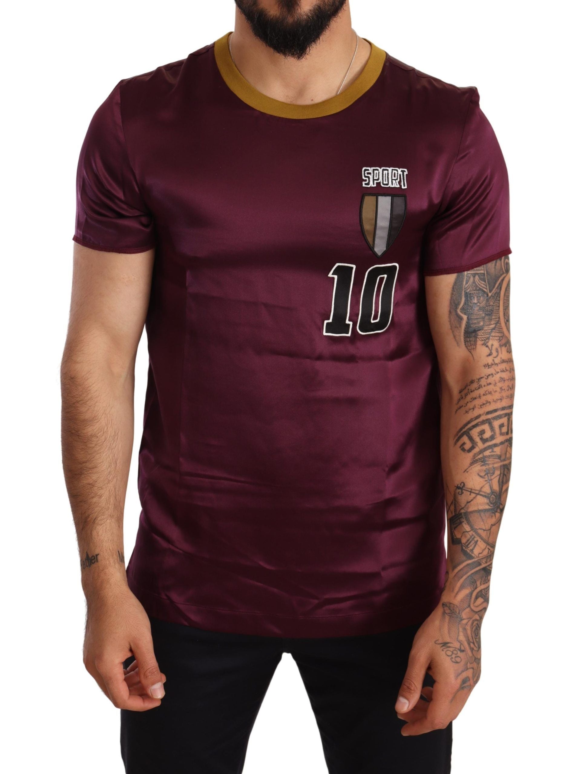 Paars Sport 10 borduurwerk ronde hals T-shirt