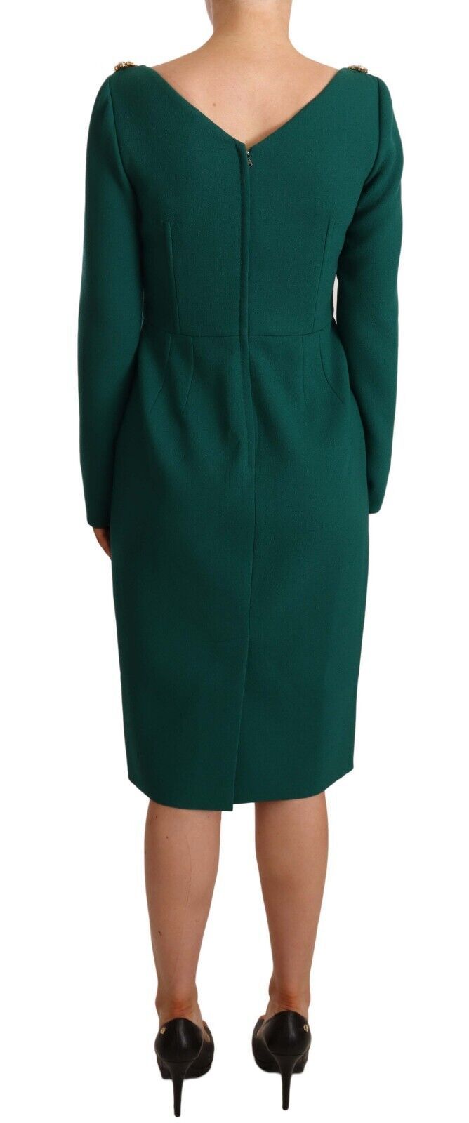 Groene stretch crêpe kristal midi-jurk