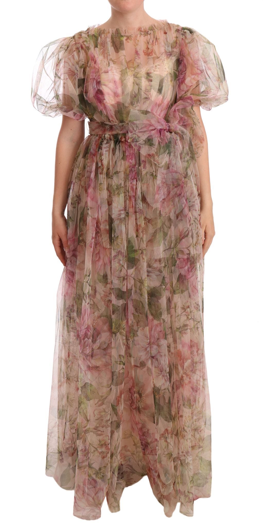 Maxi-jurk met veelkleurige bloemenprint en lange mouwen