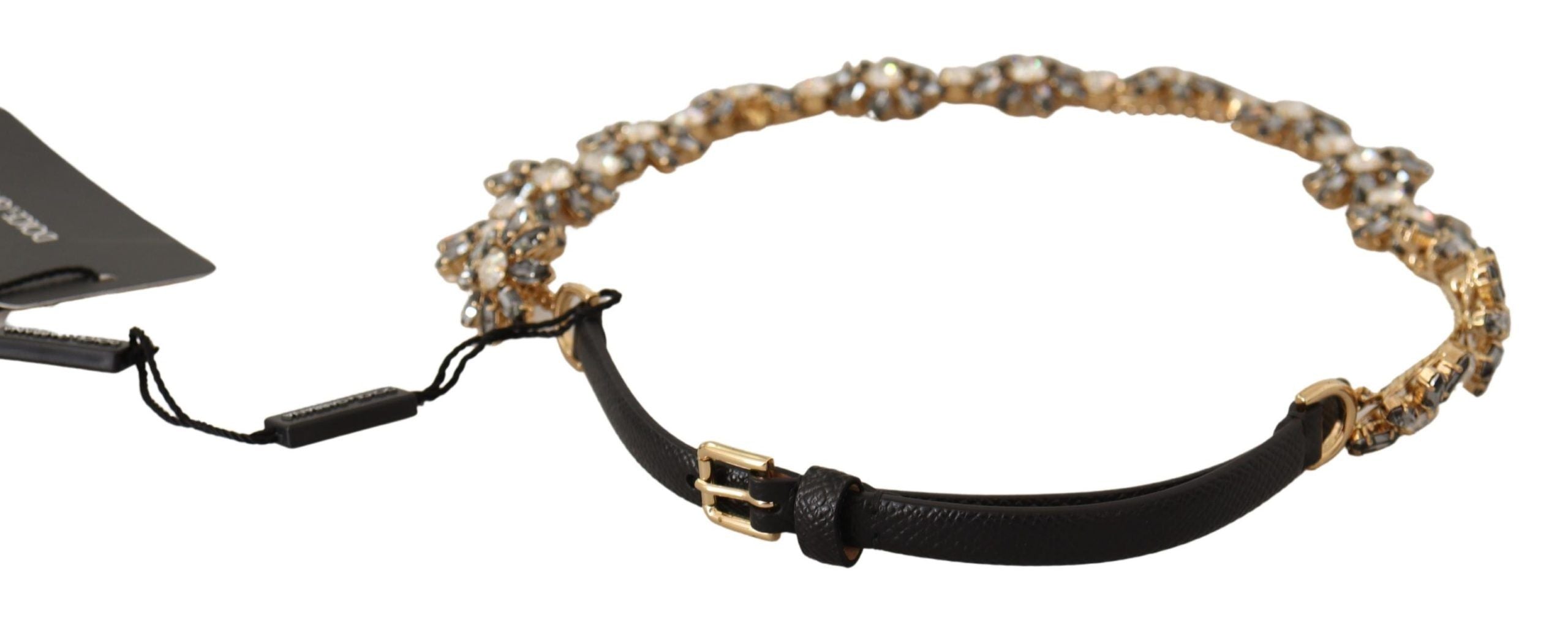Zwarte Daisy Crystal Dauphine Textuur Riem