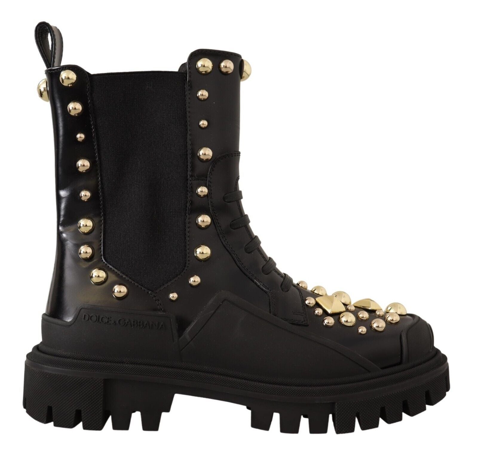 Zwarte leren gevechtslaarzen met studs