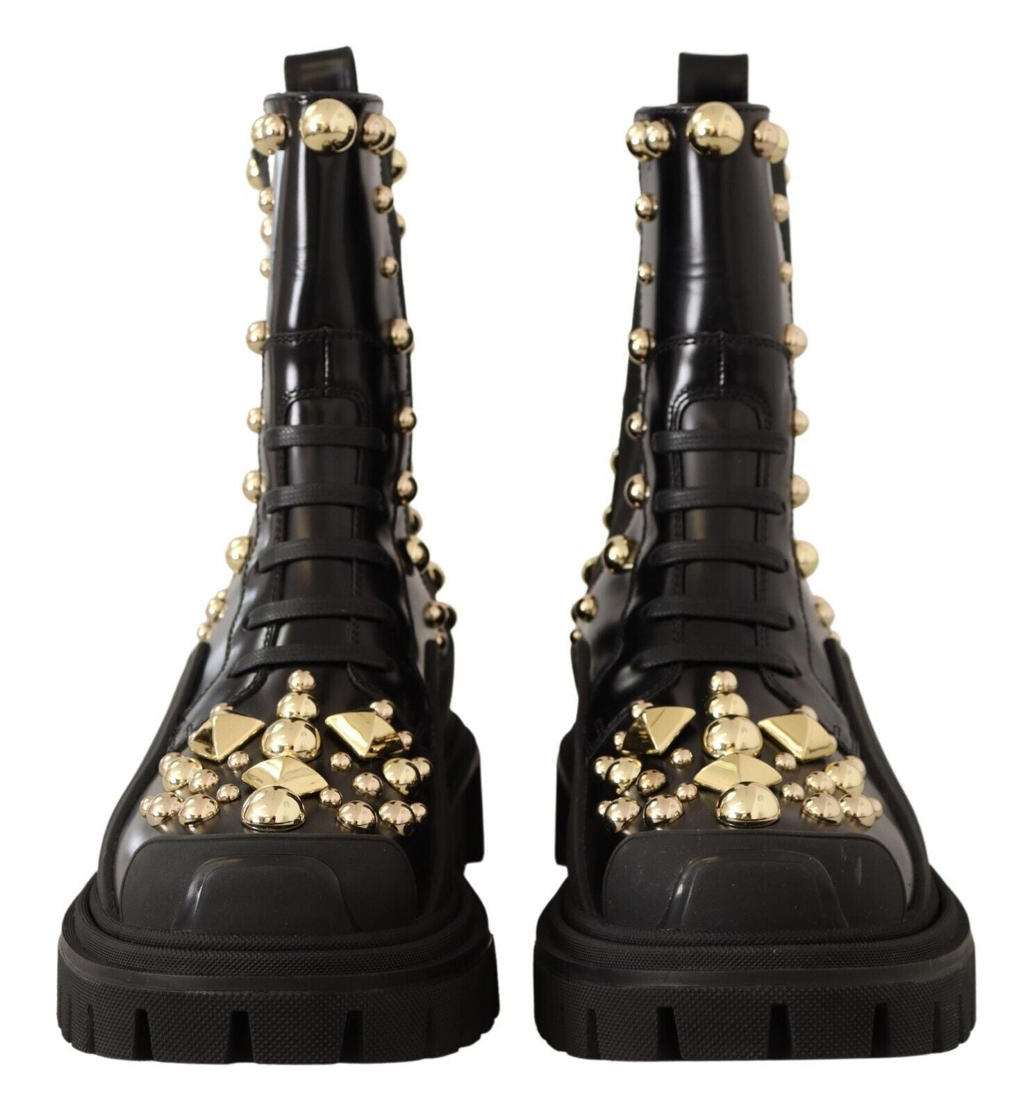 Zwarte leren gevechtslaarzen met studs