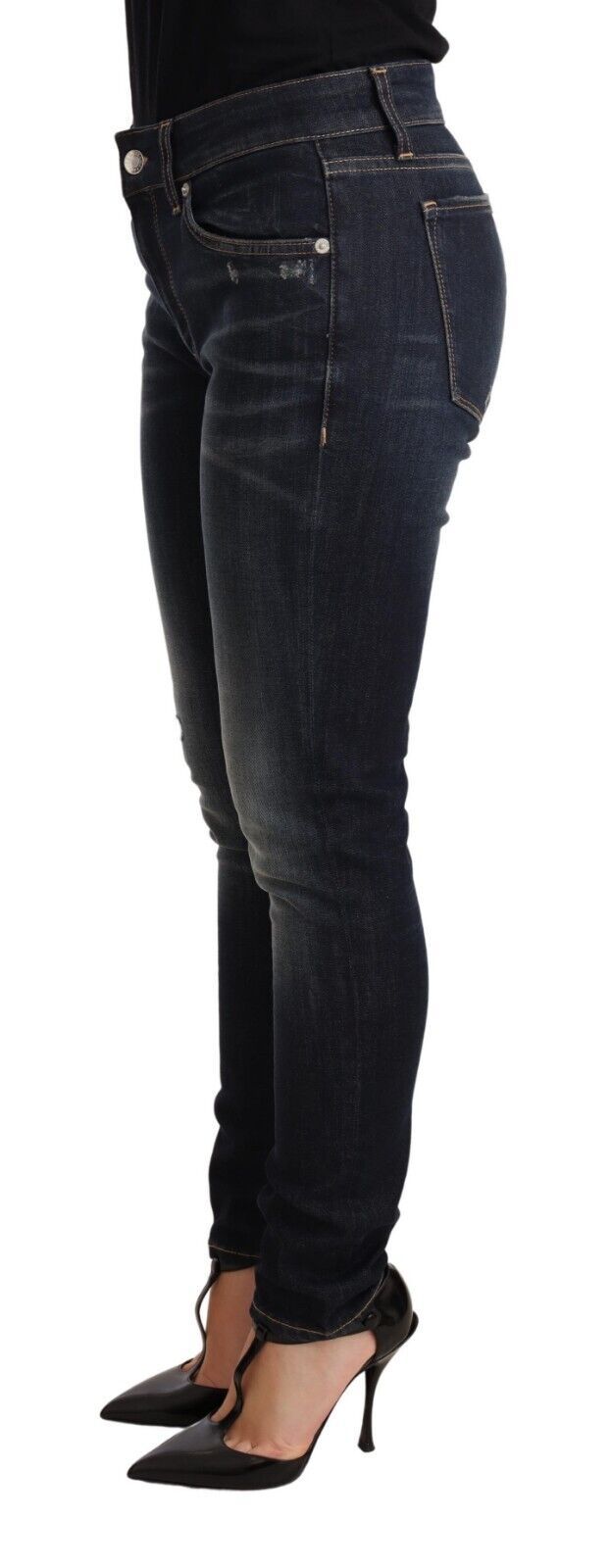 Blauwe wassing slim skinny denim katoenen stretch jeans