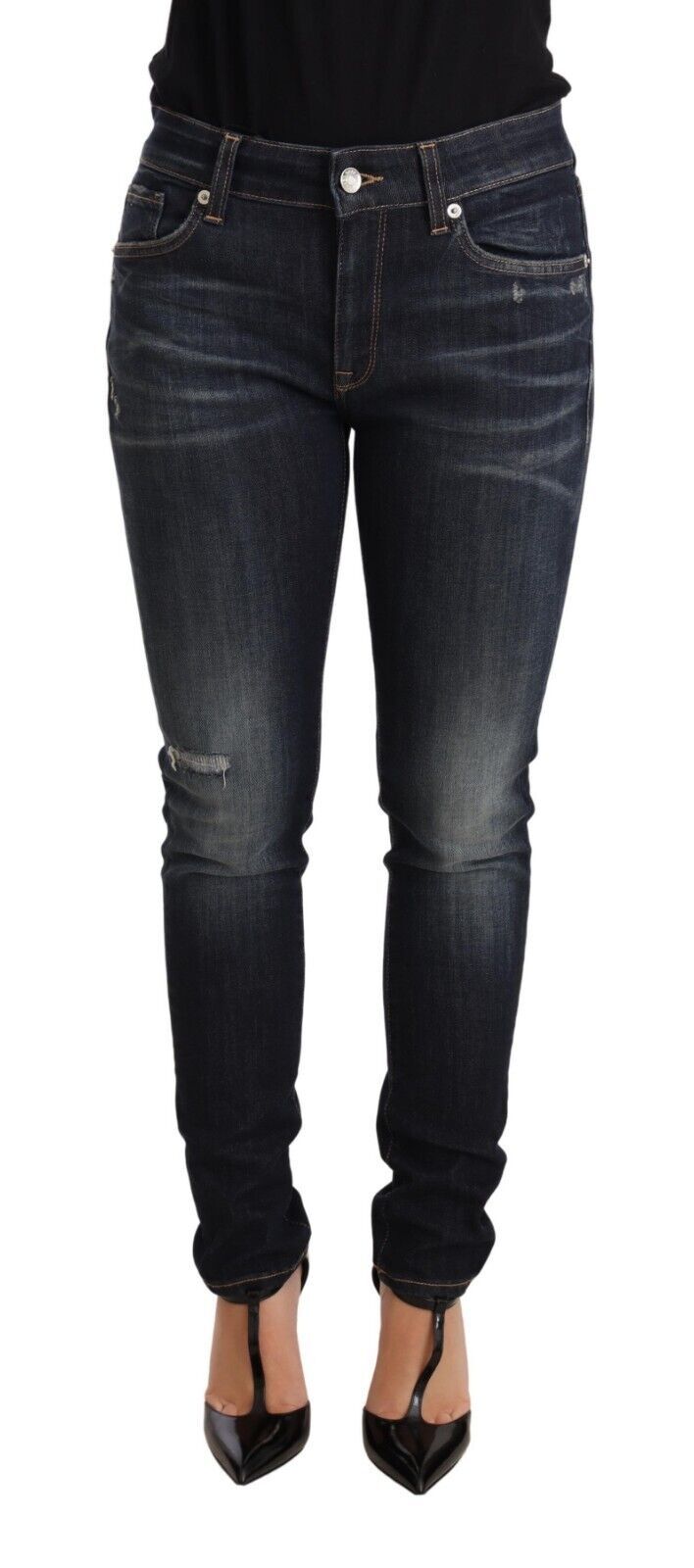 Blauwe wassing slim skinny denim katoenen stretch jeans