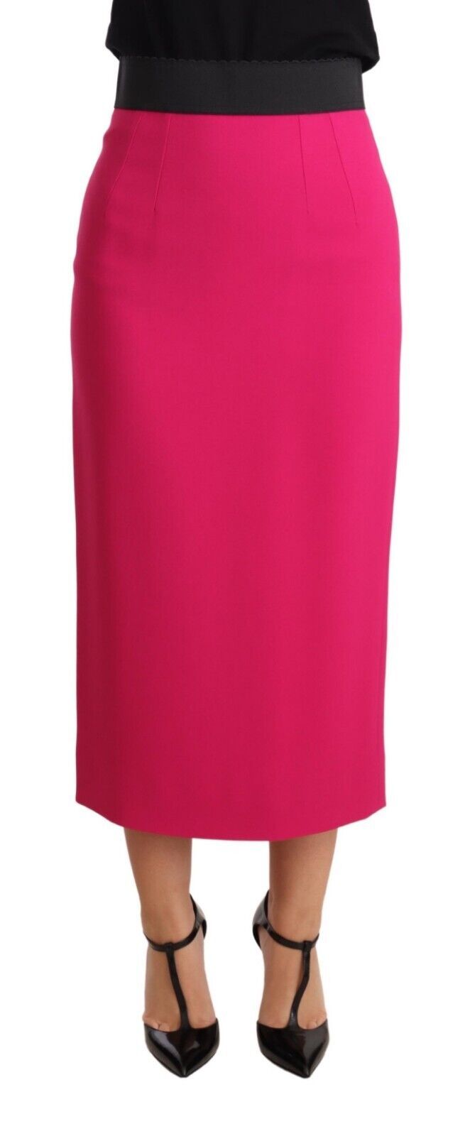 Roze hoge taille stretch potlood rechte rok