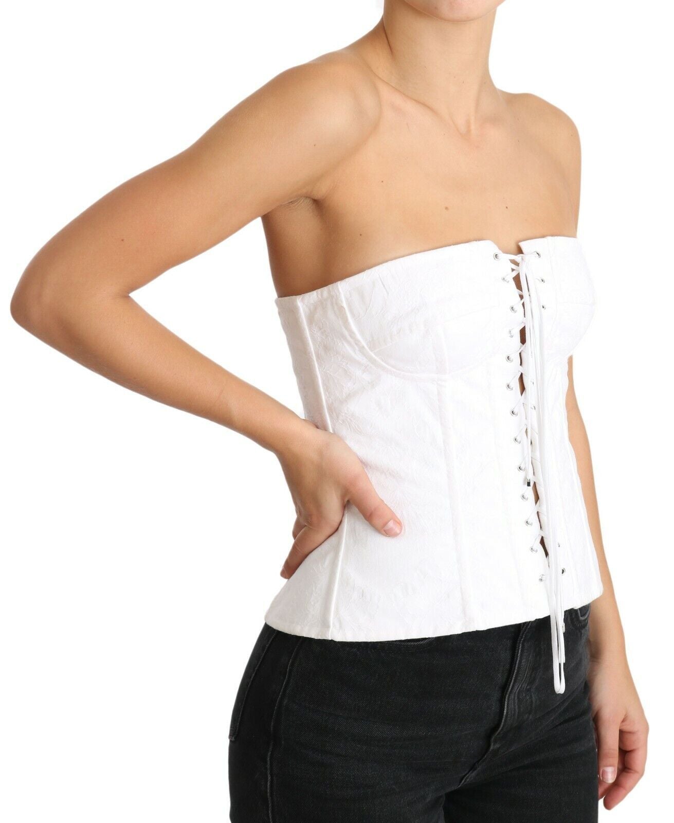 Wit PALERMO Bustier Katoenen Top Korset
