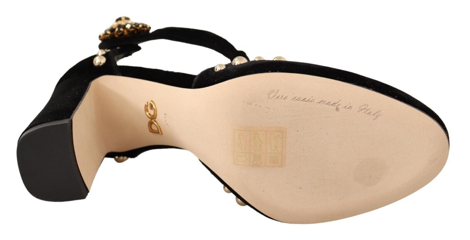 Zwarte Mary Jane pumps met rozen en kristallen