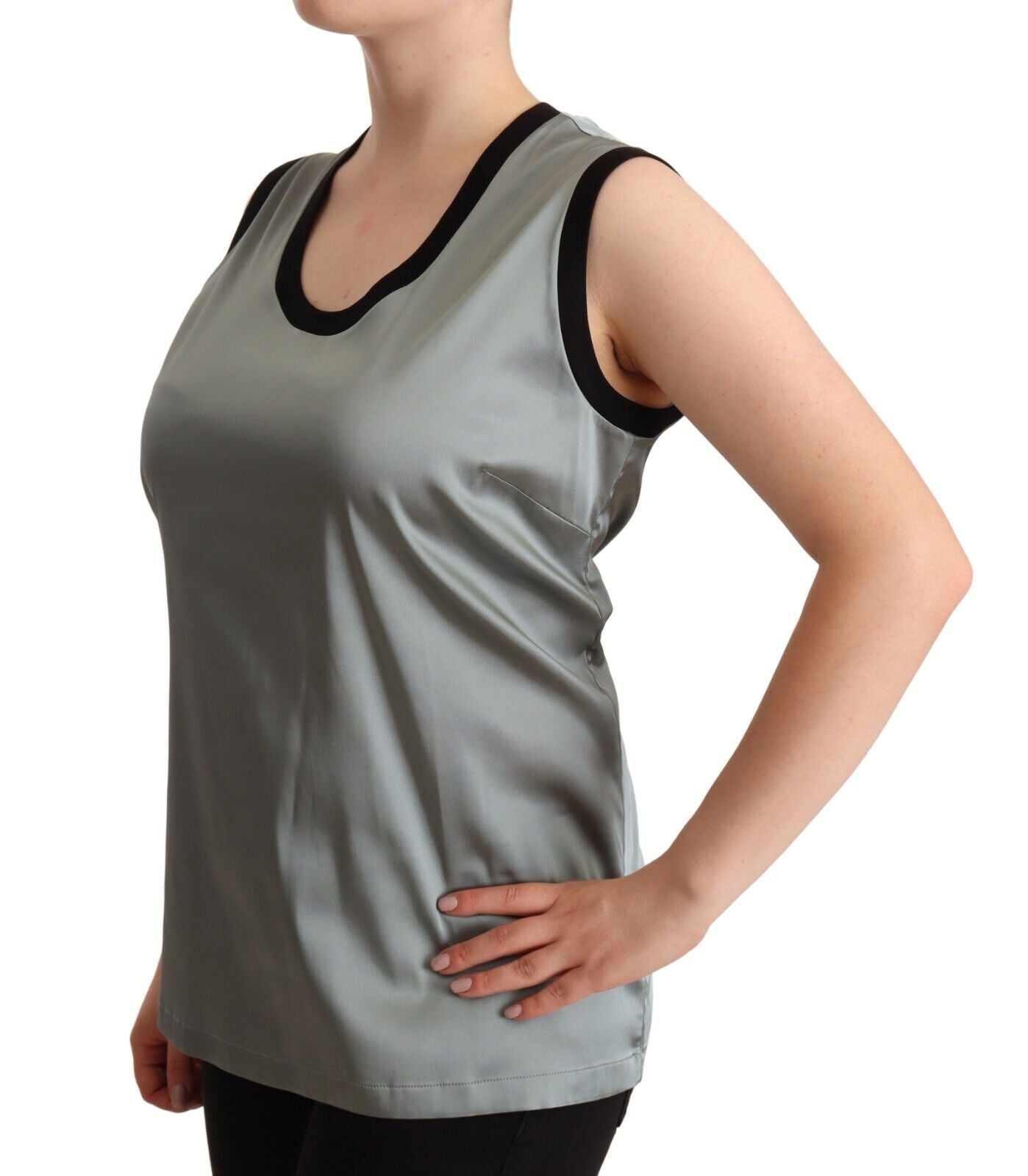 Zilveren ronde hals mouwloos casual tanktop