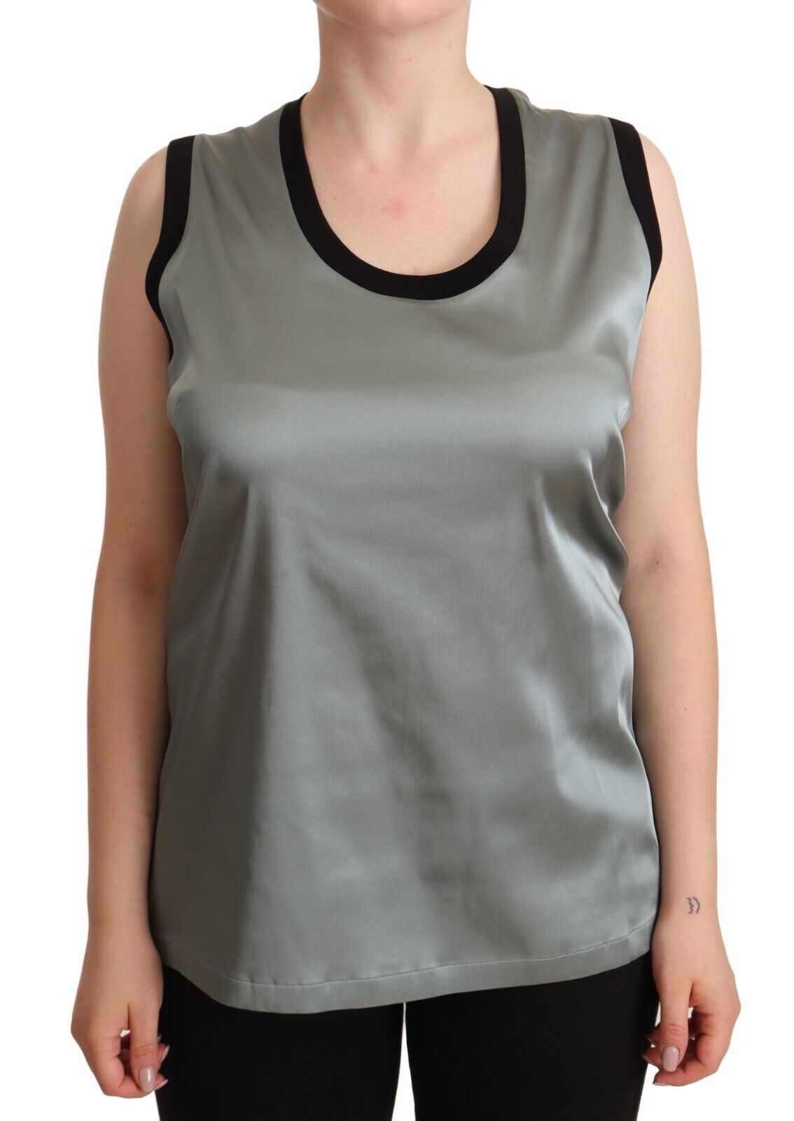 Zilveren ronde hals mouwloos casual tanktop