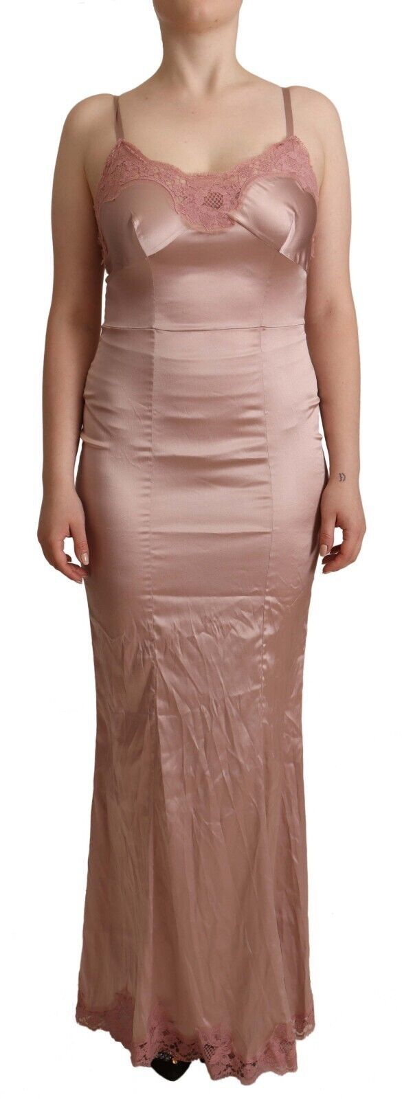 Roze kanten lange bodycon maxi-jurk van polyester