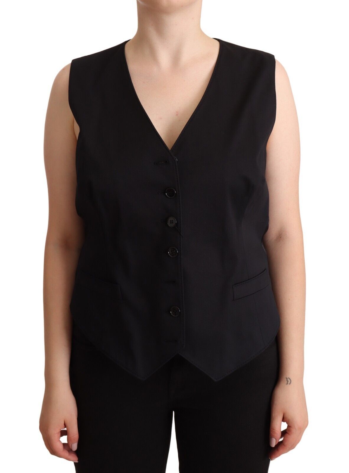 Zwarte mouwloze vest met knoopjes