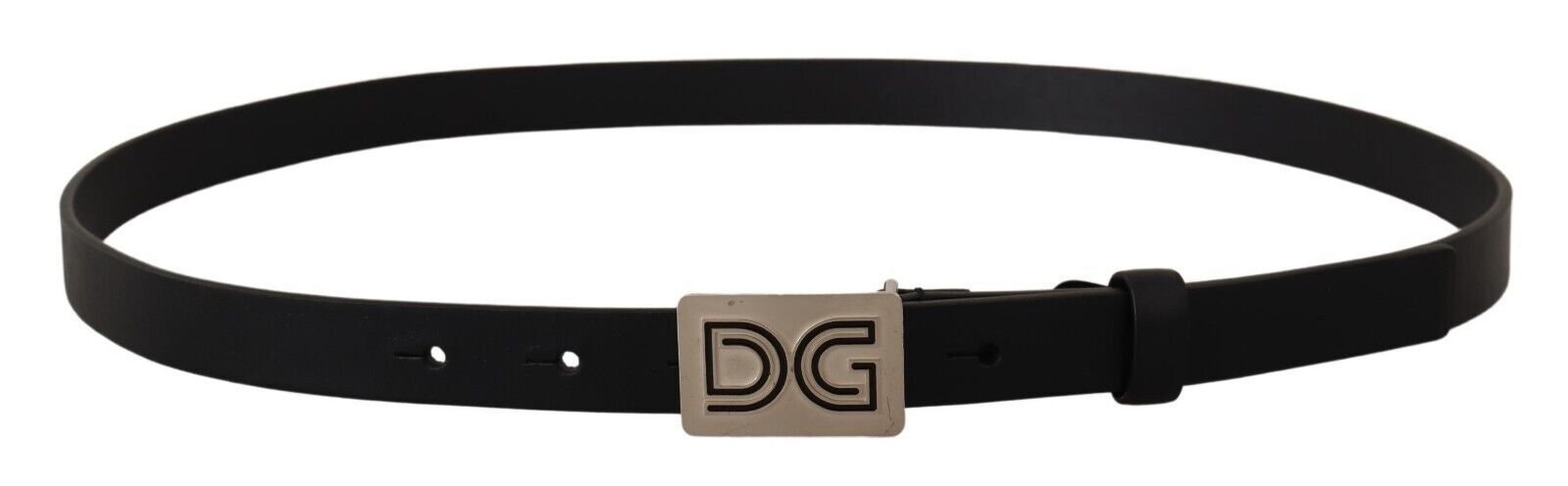 Zwarte leren riem met zilveren DG-logogesp
