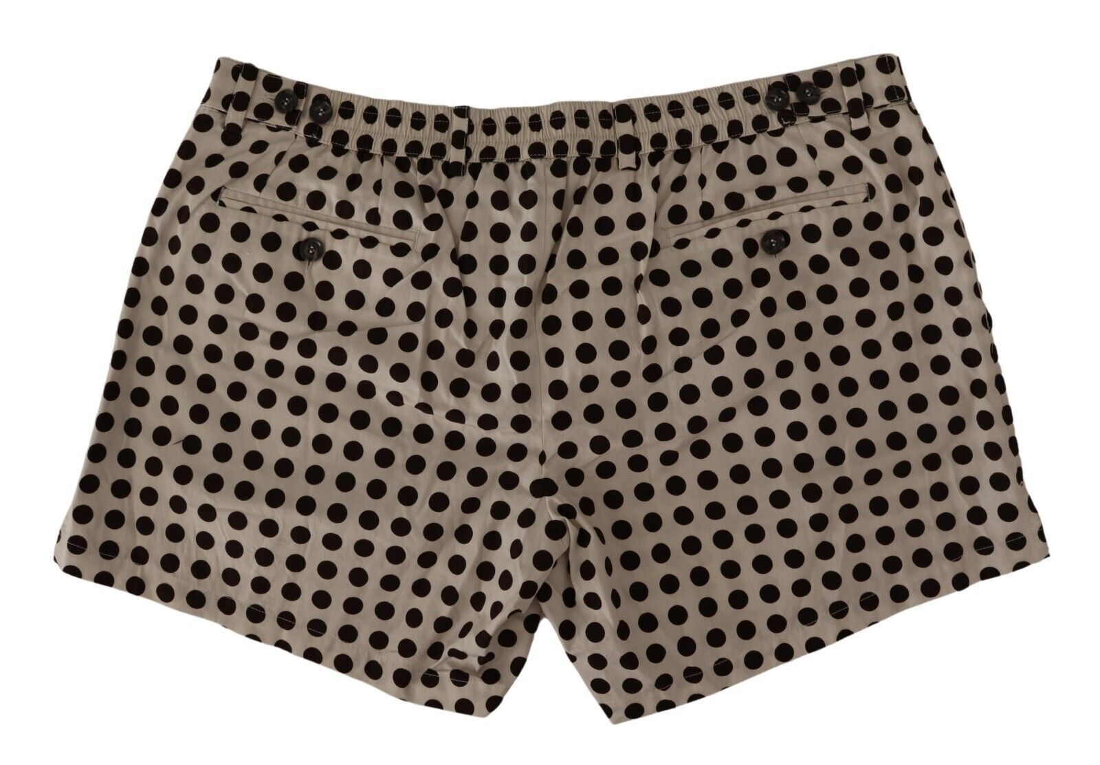 Zwarte katoenen linnen shorts met witte stippen